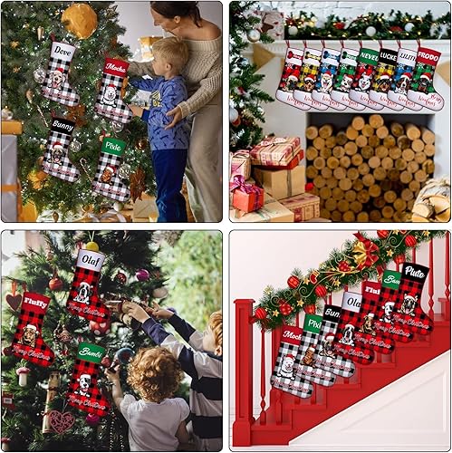 Miniatura 5 de SRdrew Medias de Navidad personalizadas de hueso de perro calcetines de Navidad personalizados para perros y mascotas con nombres de raza decoración