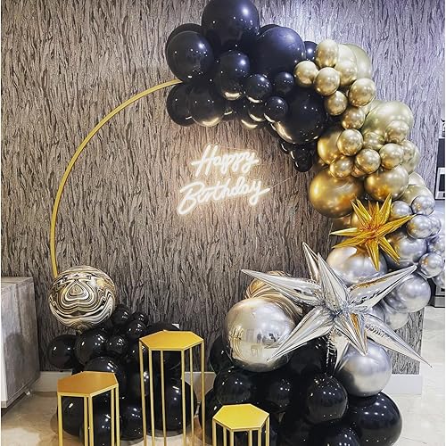 Miniatura 4 de Paready Globos morados y dorados, 60 globos de confeti morado oscuro y dorado metálico de 12 pulgadas, globos de fiesta para cumpleaños, baby