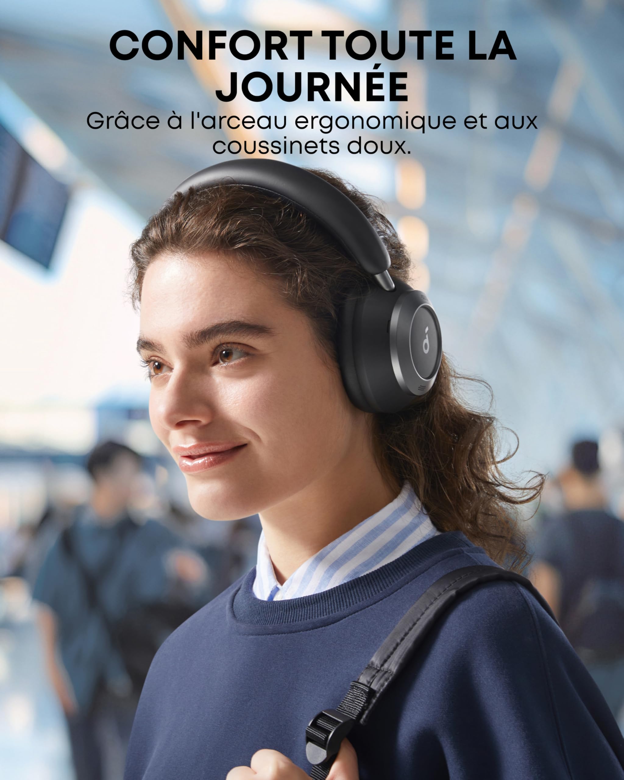 Soundcore Space One Pro d'Anker, Casque Bluetooth sans Fil avec Réduction de Bruit Adaptatif et 6 micros, Design Super Pliable, Autonomie 60h, Chargement Ultra-Rapide, H-Res Wireless Audio avec LDAC