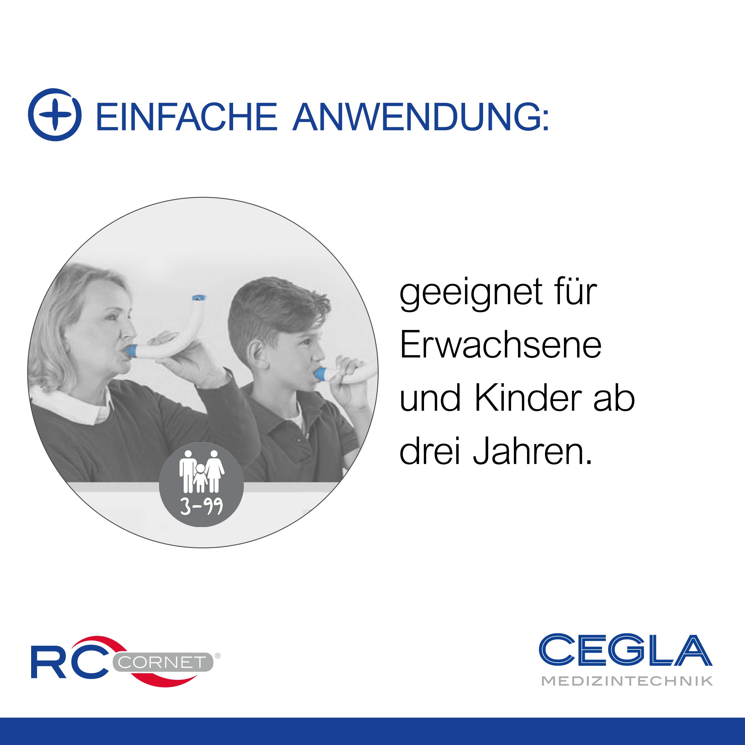 CEGLA RC-Cornet® „Basiscornet“ – oszillierendes Atemtherapiegerät - Atemtherapie für das Lösen von Bronchialschleim sowie die Reduktion von Husten und Atemnot – Made in Germany
