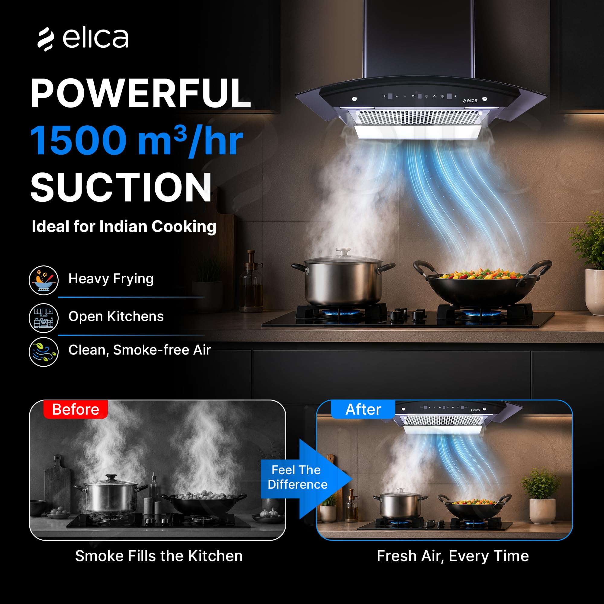 Elica Kitchen Chimney - Powerful & Easy Clean -2