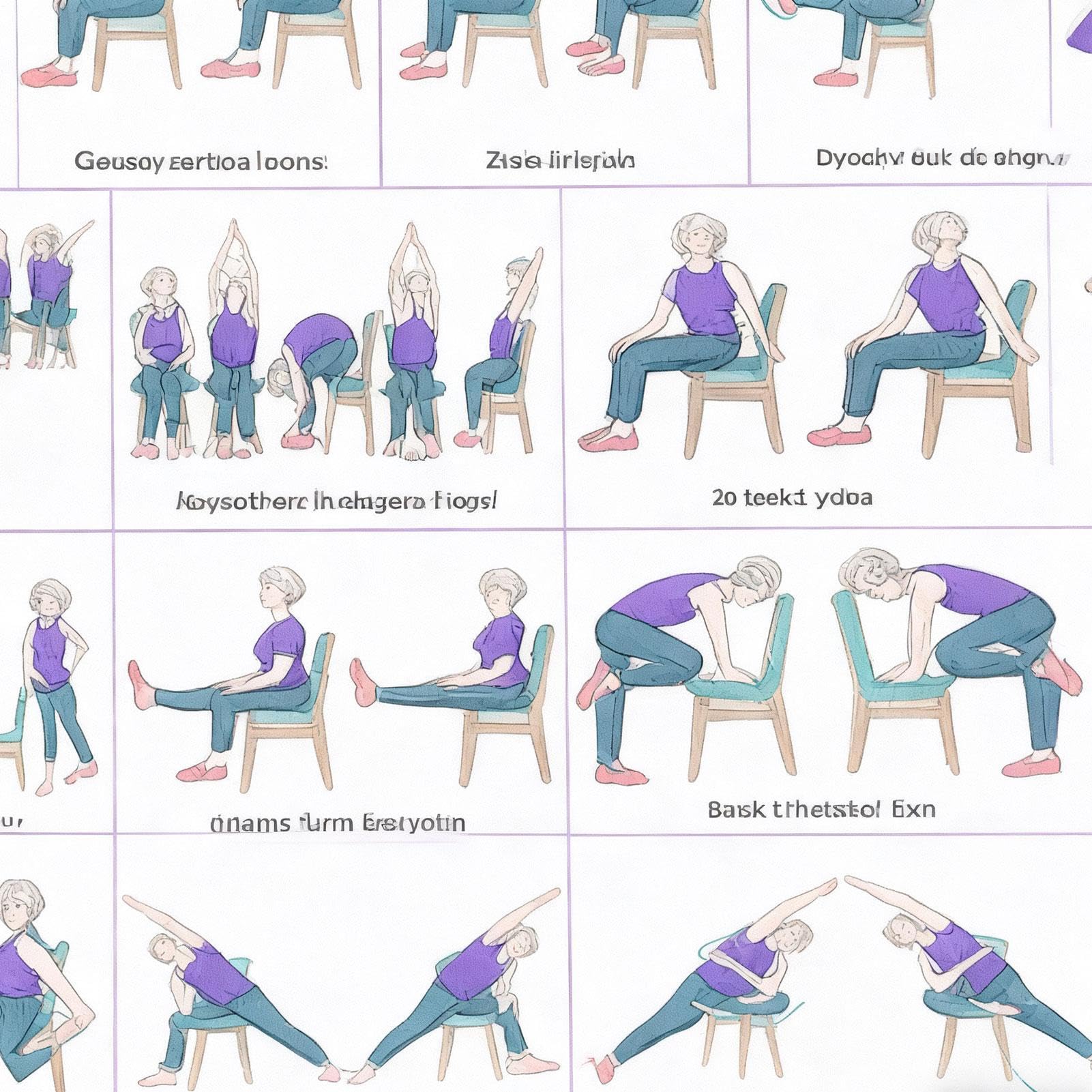 Tableau d'entraînement sur chaise de yoga - 40 x 60 cm - Guide d'exercices de chaise - Tableau mural pour les personnes âgées et les débutants, tableau de fitness, affiche pliable en tissu pour la
