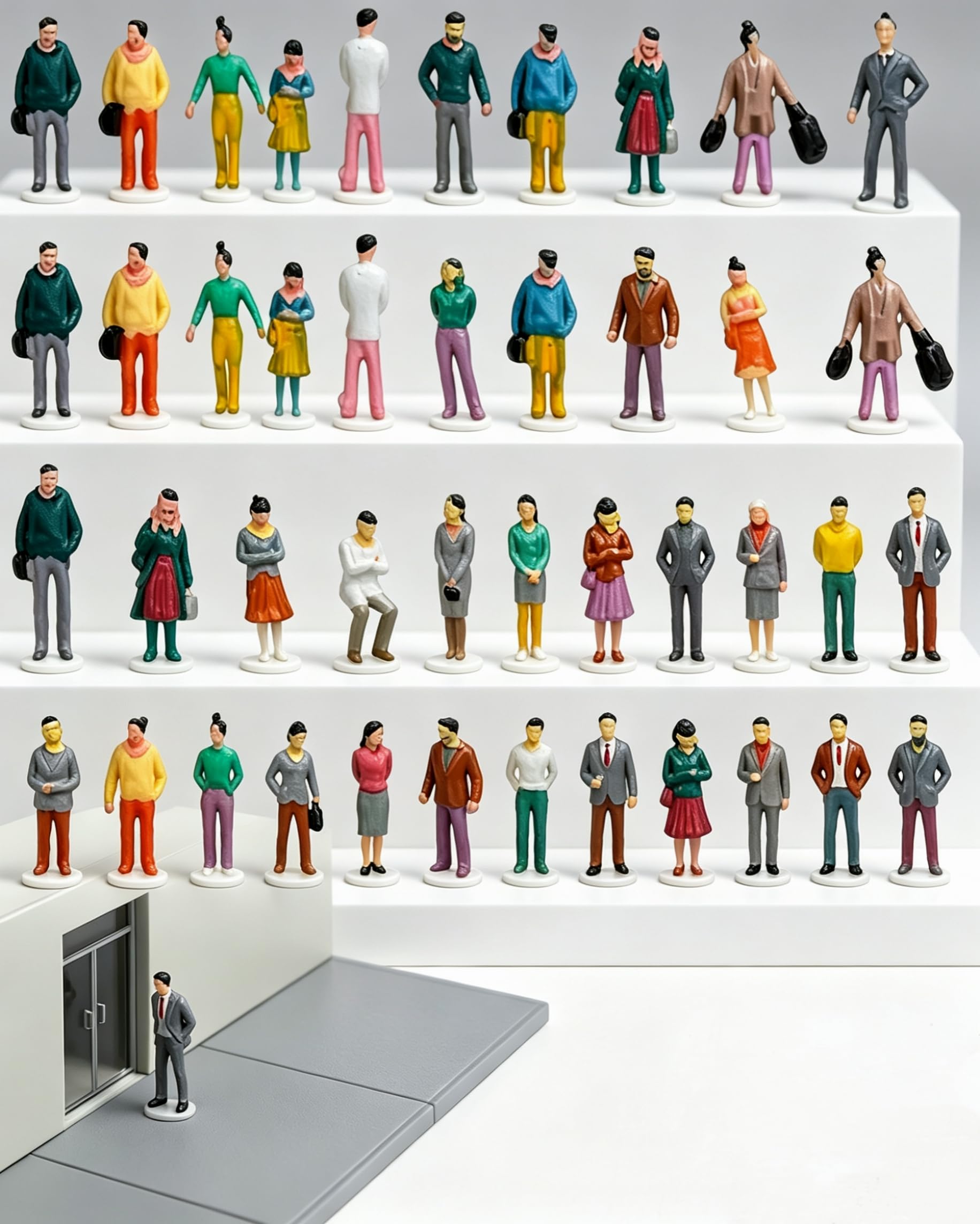 100x Omini e Persone in Miniatura Scala 1:100, Figure Colorate Diverse Pose per Modellismo Ferroviario, Diorami e Architettura