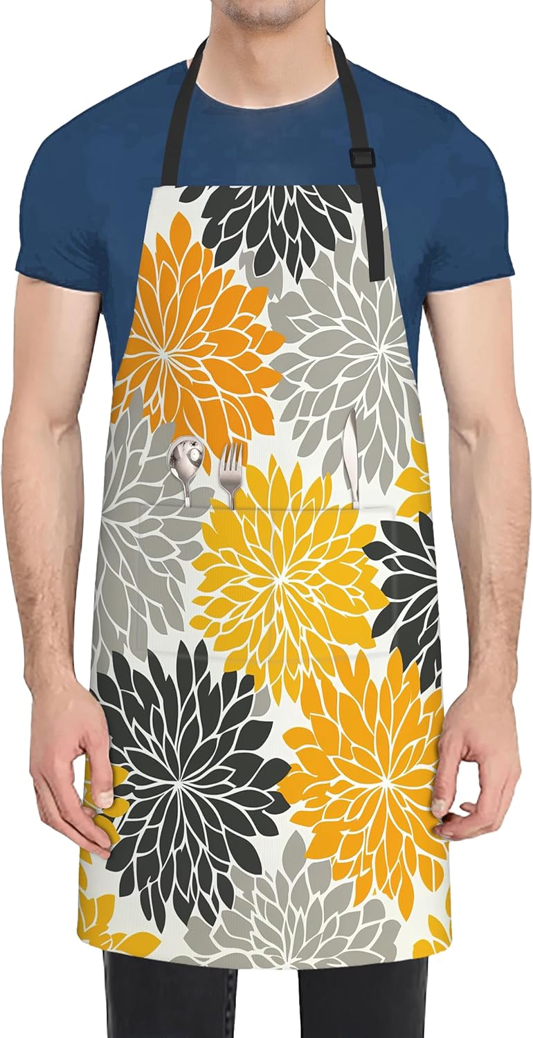 Cooking Apron for Women and Men,Adjustable Chef Bib Apron with 2 Pockets, Water and Oil Resistant for Kitchen Use - Image 8