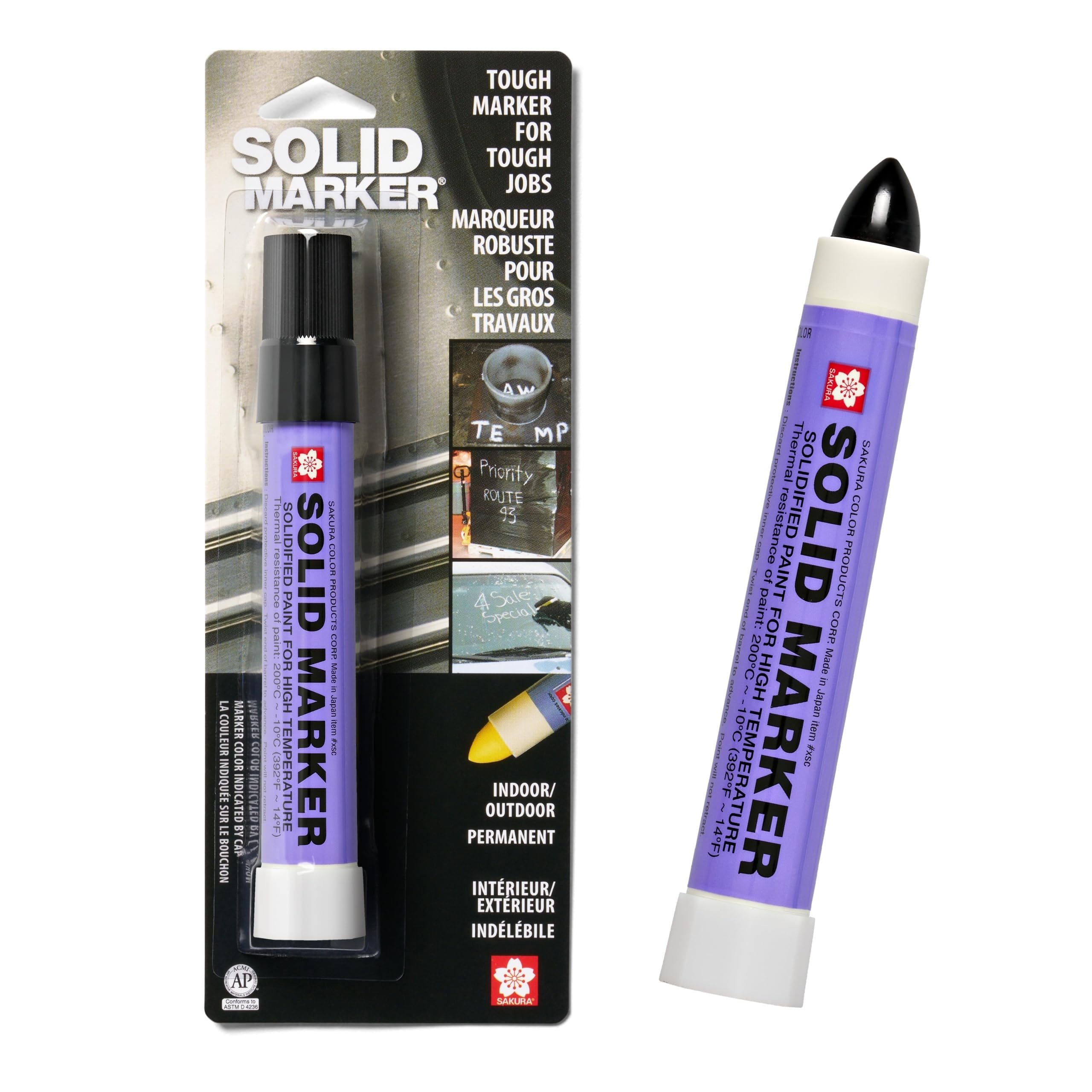 Sakura Solidified Paint Solid Marker, 14 to 392 Degrees F, Black (46581)