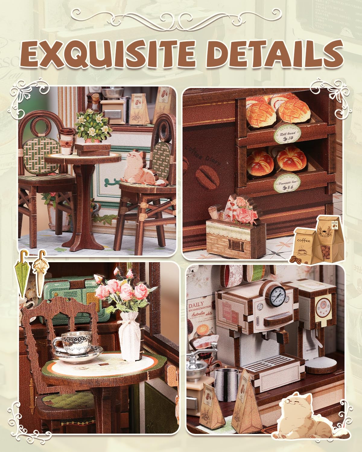 Kit Book Nook Maison De Poupée – Herbier Sombre Avec Lumières LED, Puzzle 3D En Bois – Cadeau Adulte Et Enfant Dès 14 Ans