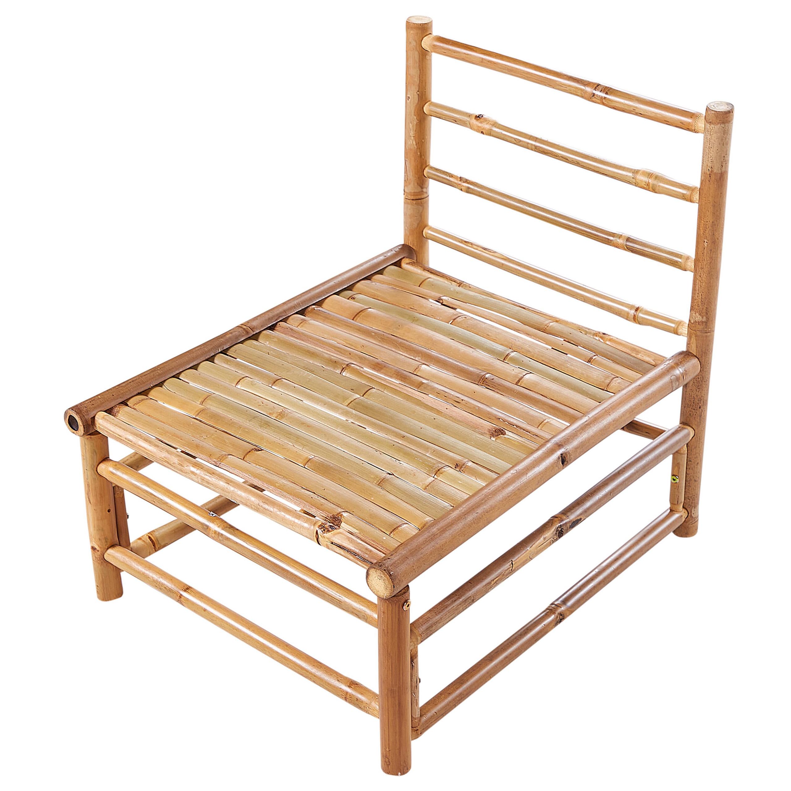 Beliani 1 Place de Siège de Jardin Modulable en Bambou sans Accoudoirs Rembourré avec Coussins Extérieur Blanc Cassé Cerreto