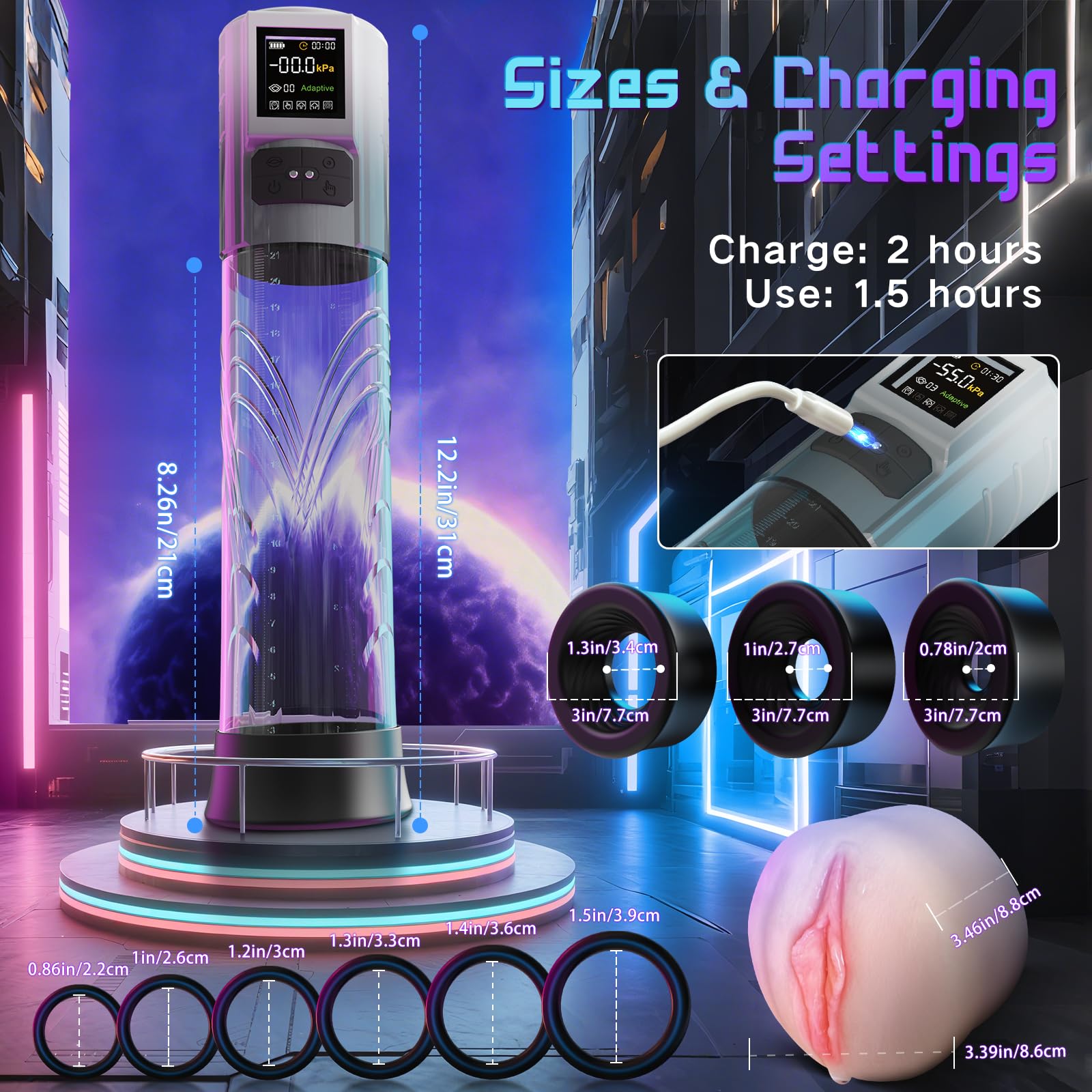 HIVEFUN Pompe à Pénis Sex Toys Homme Masturbateurs Masculins, Pompe Penis Masturbateur Automatique avec Mode Adaptive 6 modes de succion, Affichage LCD Masturbeuse Masculin Agrandir son Pénis