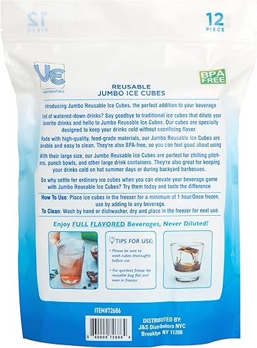 Miniatura 7 de Urban Essentials JUMBO - Cubos de hielo reutilizables  cubitos de hielo cuadrados de plástico transparente de congelación rápida con bolsa