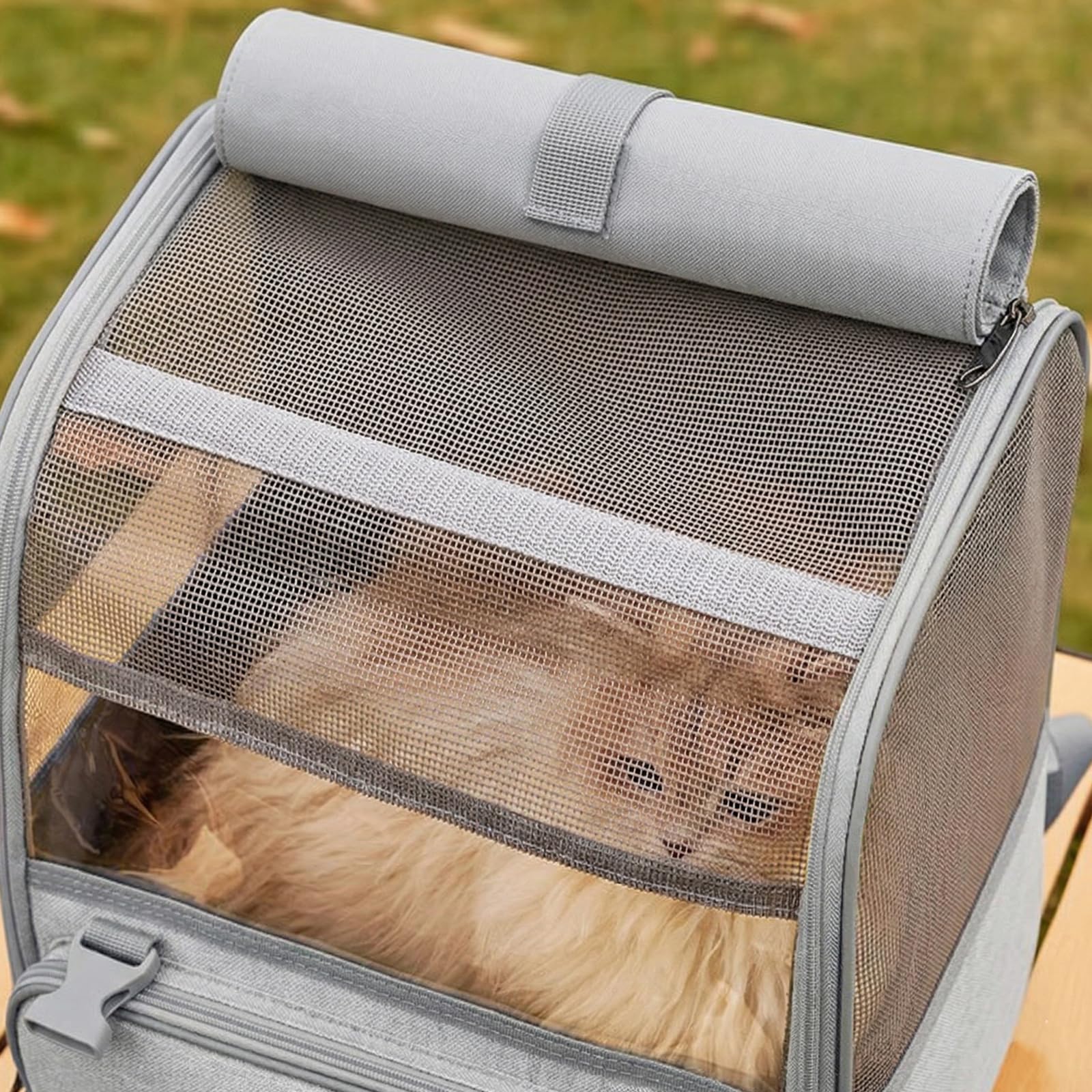 Mochila para gatos, mochila para mascotas con ventana de malla y asa de transporte, mochila para perros, portátil y plegable para gatos de menos de 8 kg, bolsa de transporte para viajes, senderismo