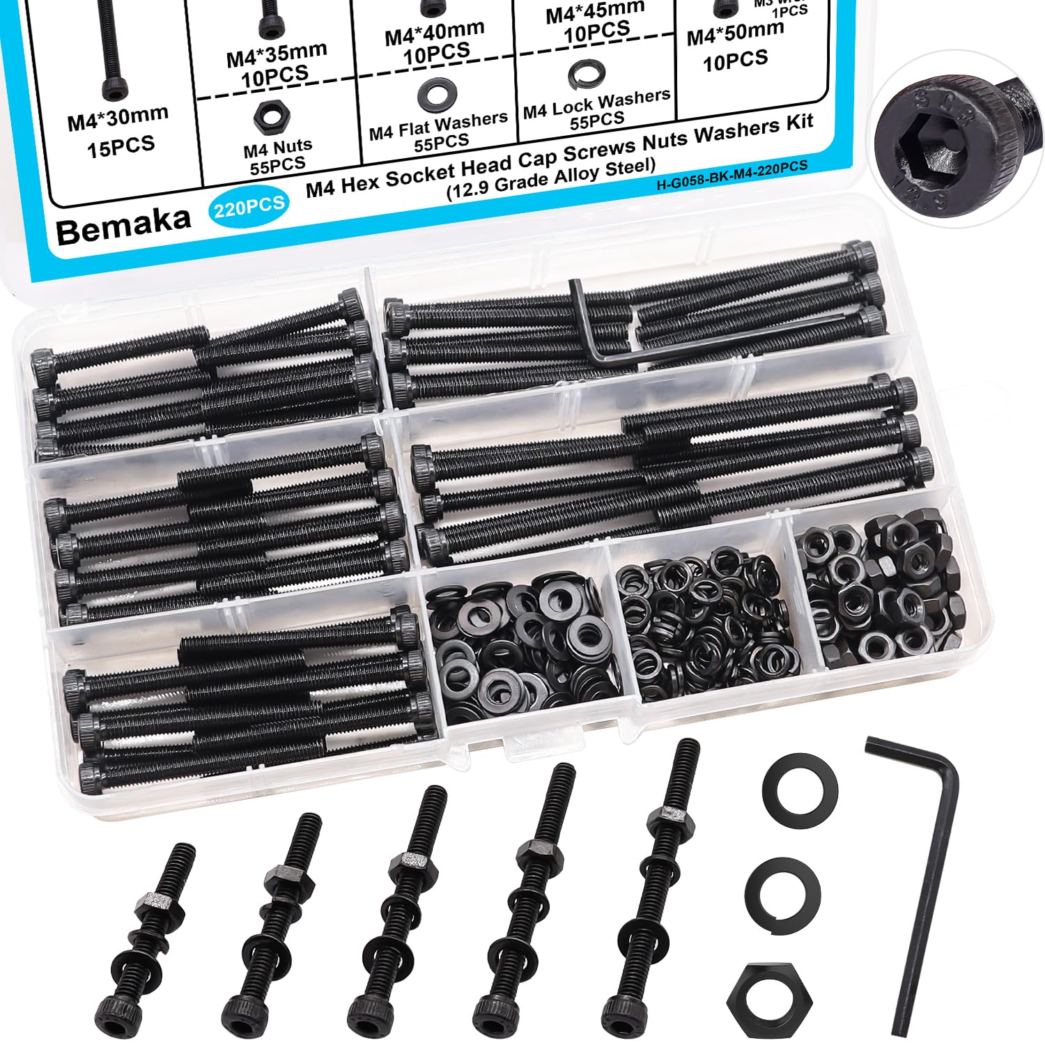 1287Pcs Nuts and Bolts Assortment Kit, 304 Stainless Steel Bolts Machine Screws Hardware Assortment Kit, Metric & SAE Phillips Pan Head Screws, Assorted Bolts, Nuts and Washers Kit — Amazon image 8