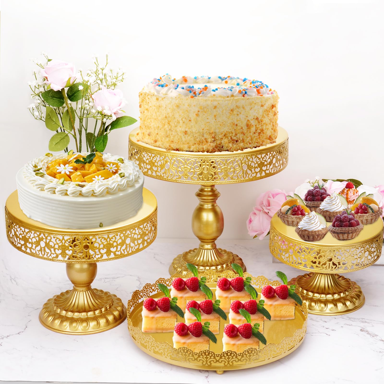 Gold Cake Stand 6 PCS, Dessert Table Display Set, Wedding Cake Stand, Cake Stand for Party, Cake Stands for Dessert Table, Dessert Stands for Dessert Table, Cake Table, Bases para Postres de Mesa