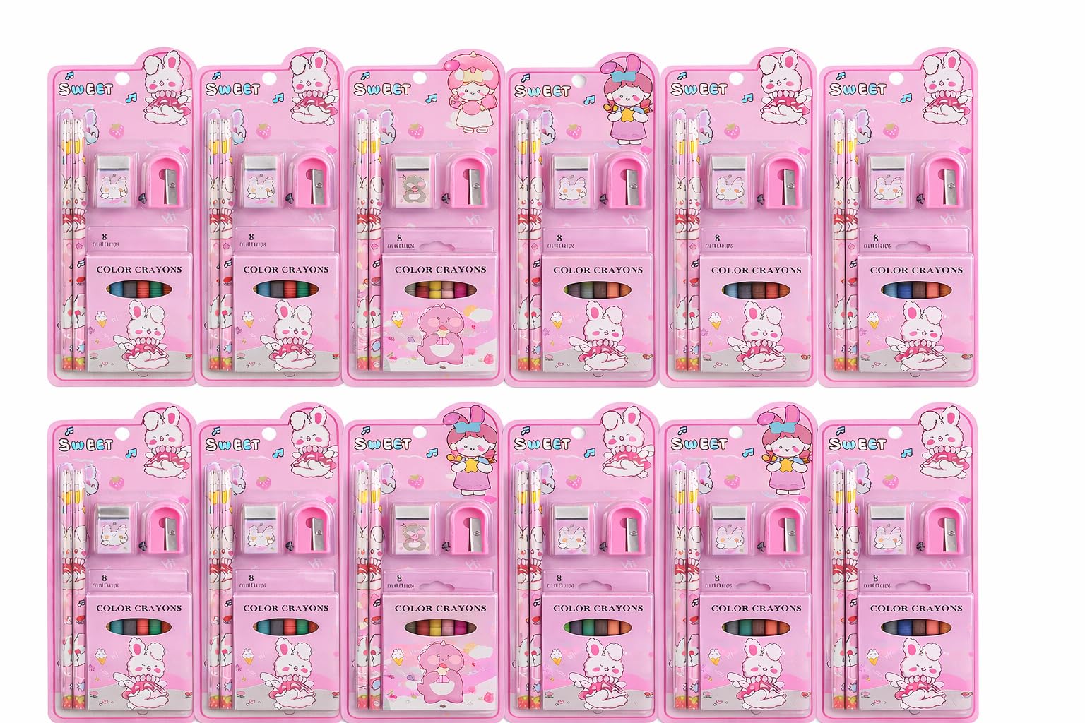 Pack of 12 Stationery sets for birthday return gifts for girls. Best Return gifts in bulk for kids party (Design 3)-image-26