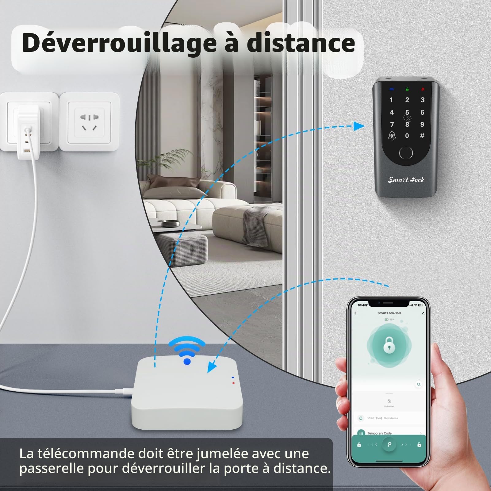 Passerelle Tuya, peut contrôler n'importe quel appareil intelligent Tuya pour le déverrouillage à distance, pour serrure de porte intelligente et boîte à clés