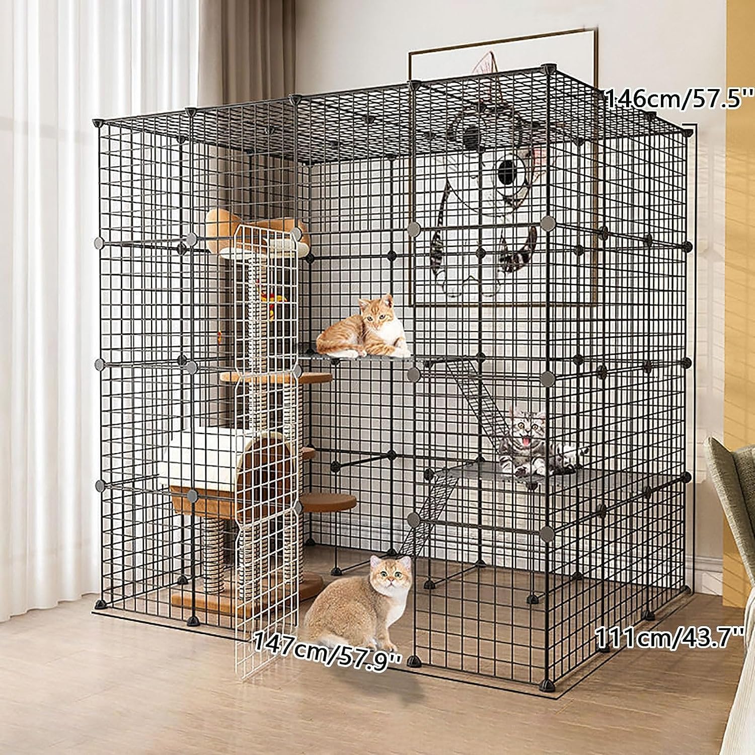Gabbia per Gatti - Recinto per Conigli Gabbia da Bagno per Gatti Recinto per Cani da Interno Plastica per Piccoli Animali Metallico&plastica DIY Criceti Cucciolo Gatto Gabbie