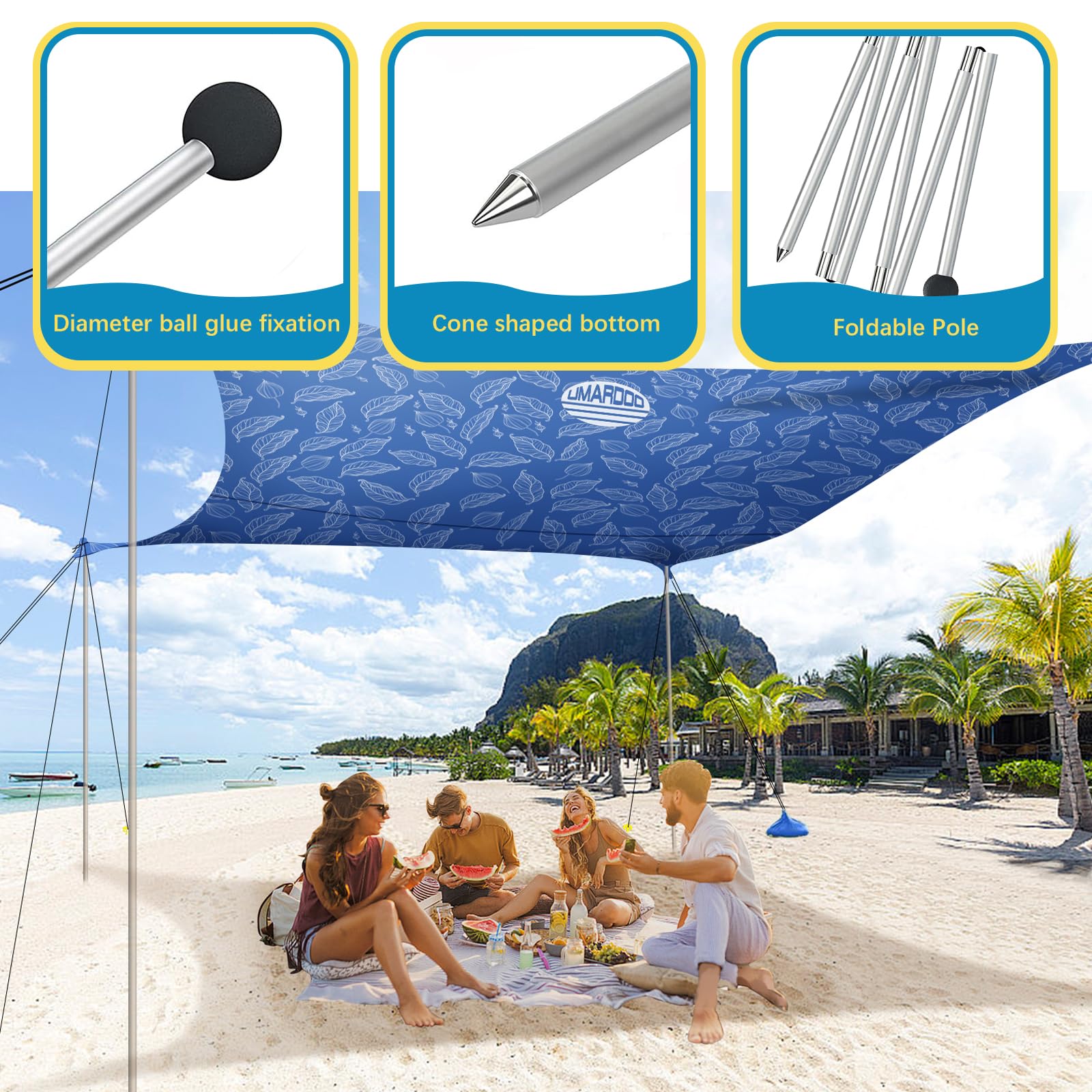 UMARDOO Familien-Strandzelt, extra Ersatz, Aluminium, faltbare Stangen, tragbare Teleskop-Zeltstangen für Markisen, Baldachin (2,5 m)