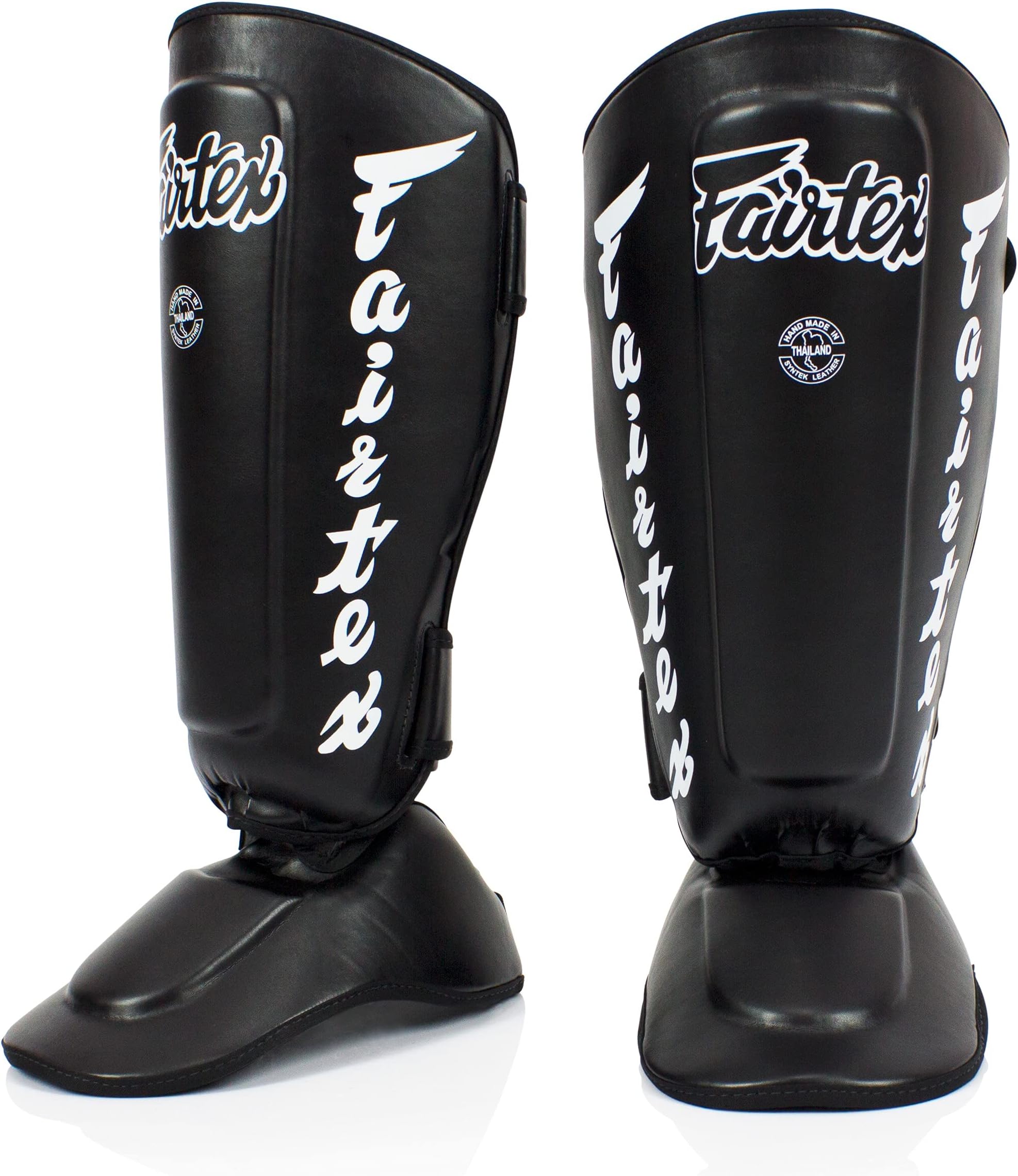 Fairtex SP7 Muay Thai Schienbeinschützer für Herren, Damen, Kinder | aus Syntek-Leder und hochwertig, leicht und langlebig | Abnehmbarer Schienbein- und Fußschutz