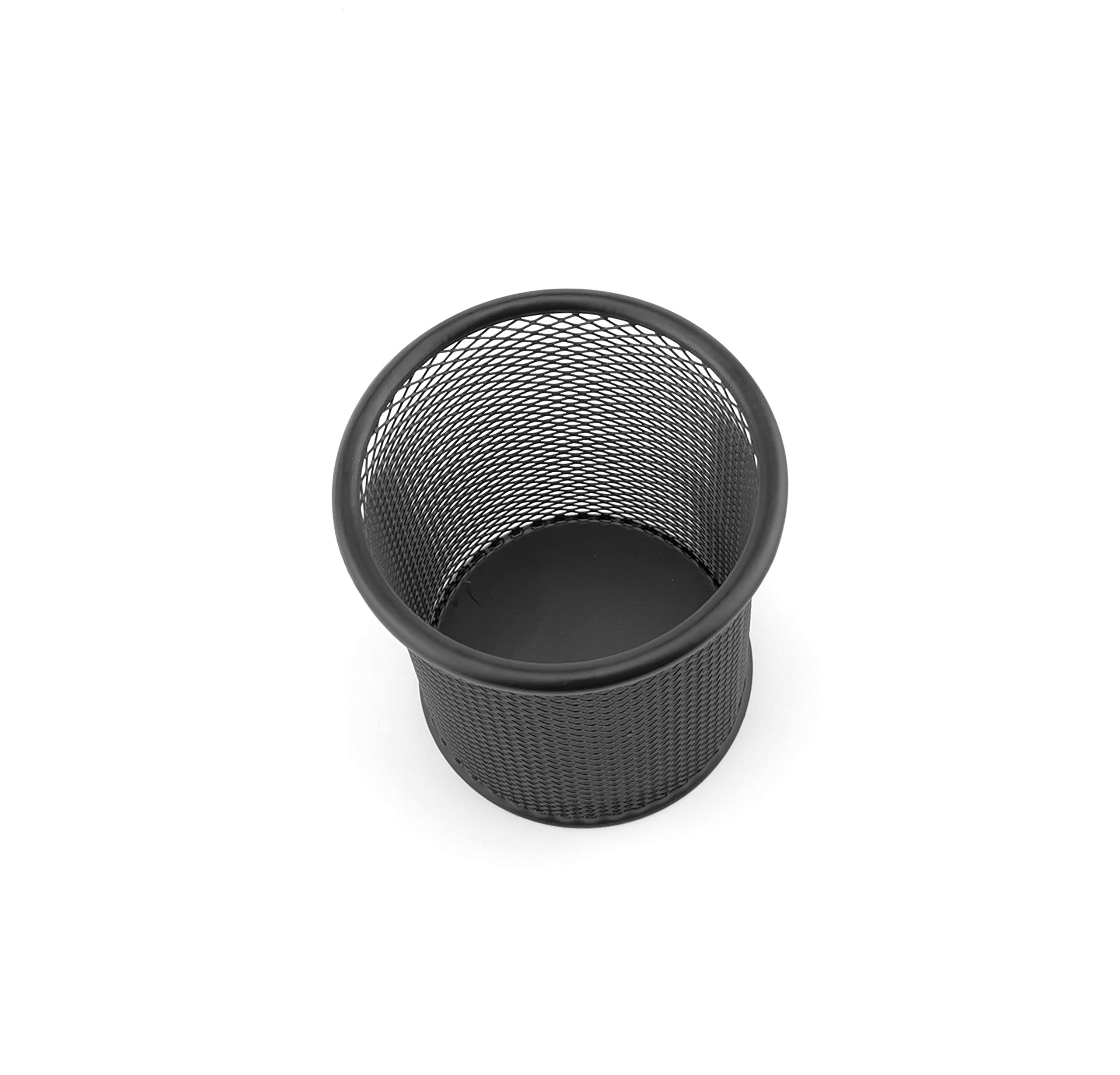 D.RECT - Metall Stifteköcher 24 Stück | Stiftehalter Rund aus Drahtmetall | Schreibtisch Organizer | Mesh Multifunktions Becher für Kugelschreiber Ø91 mm Marineblau Schwarz, 800079