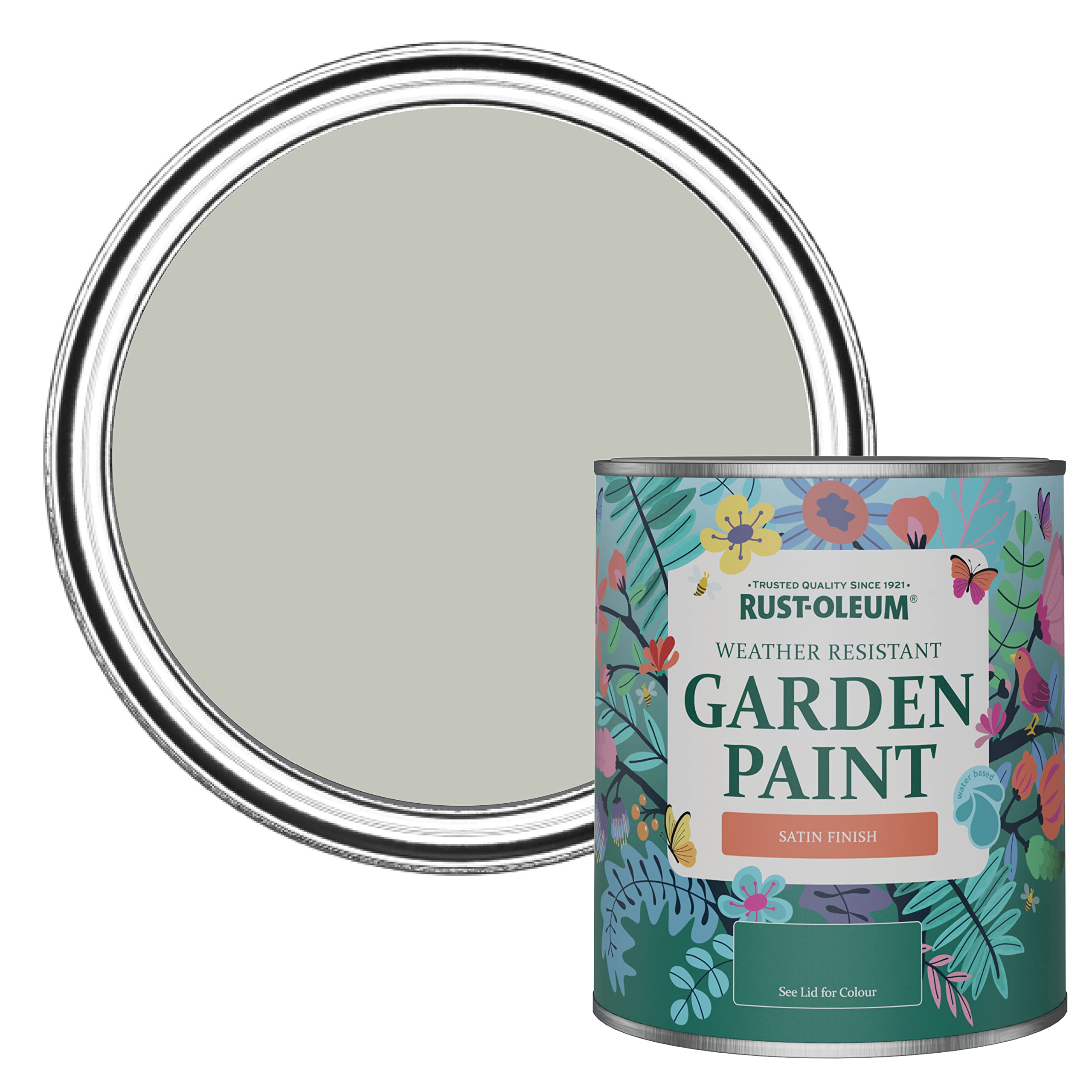 Rust-Oleum Tyne Fog Grey Mould-Resistant Garden Paint In Satin Finish - 750Ml