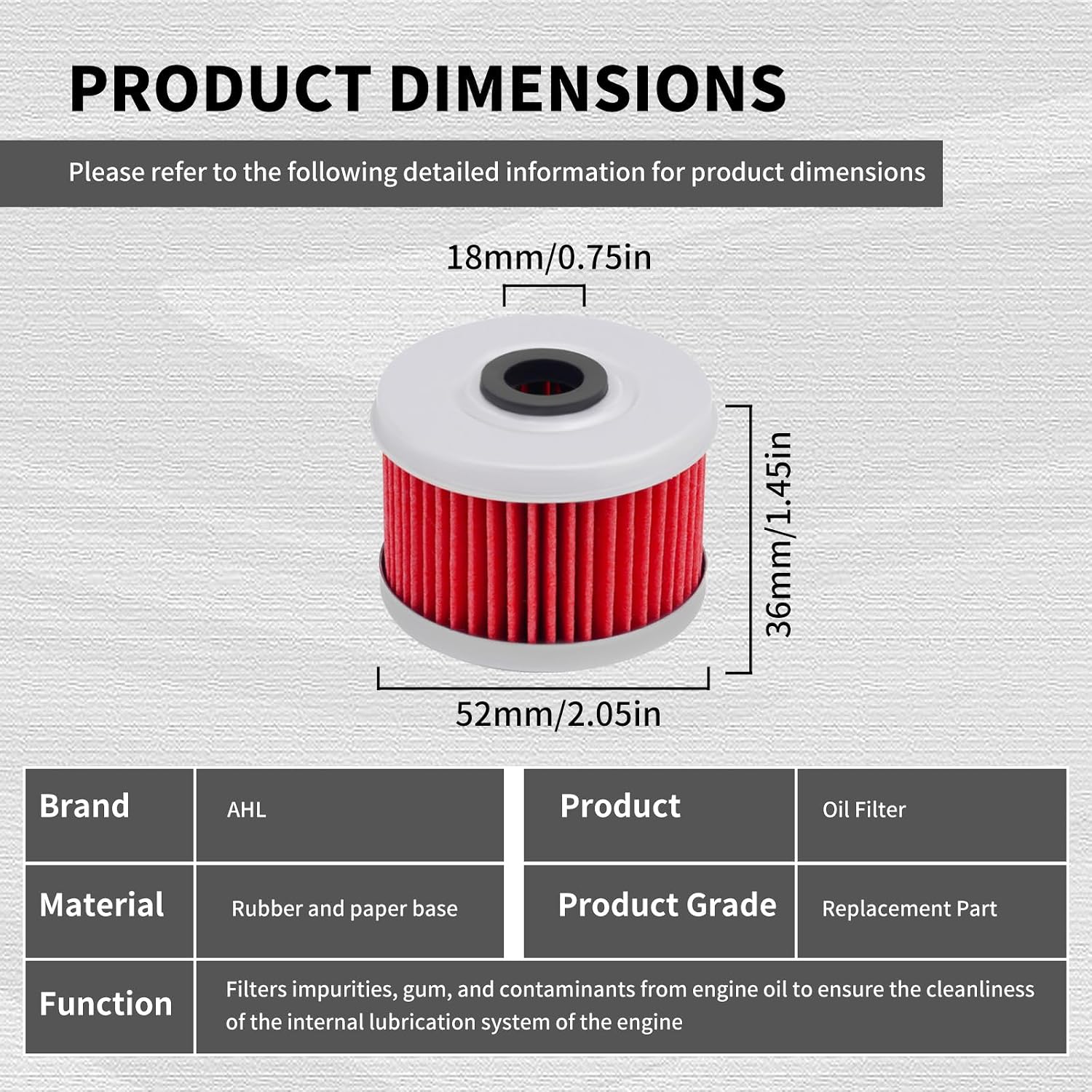 AHL 113 Oil Filter 15412-HM5-010 15412-HM5-A10 Compatible with Honda TRX350FE Rancher 4X4 ES 350 2000-2006 (Pack of 3)