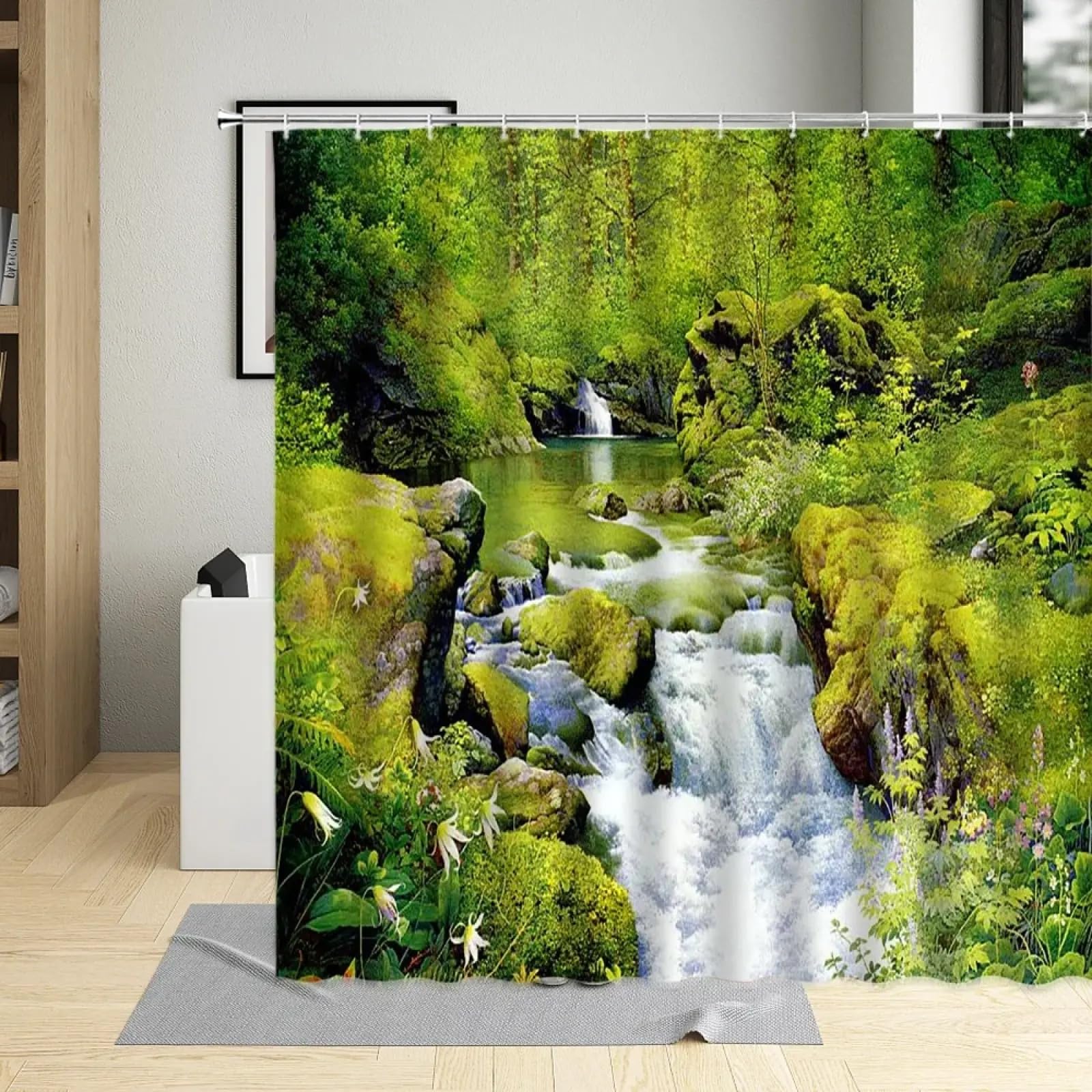 Rideau de douche paysage cascade rideau salle de bain tissu polyester 150x190