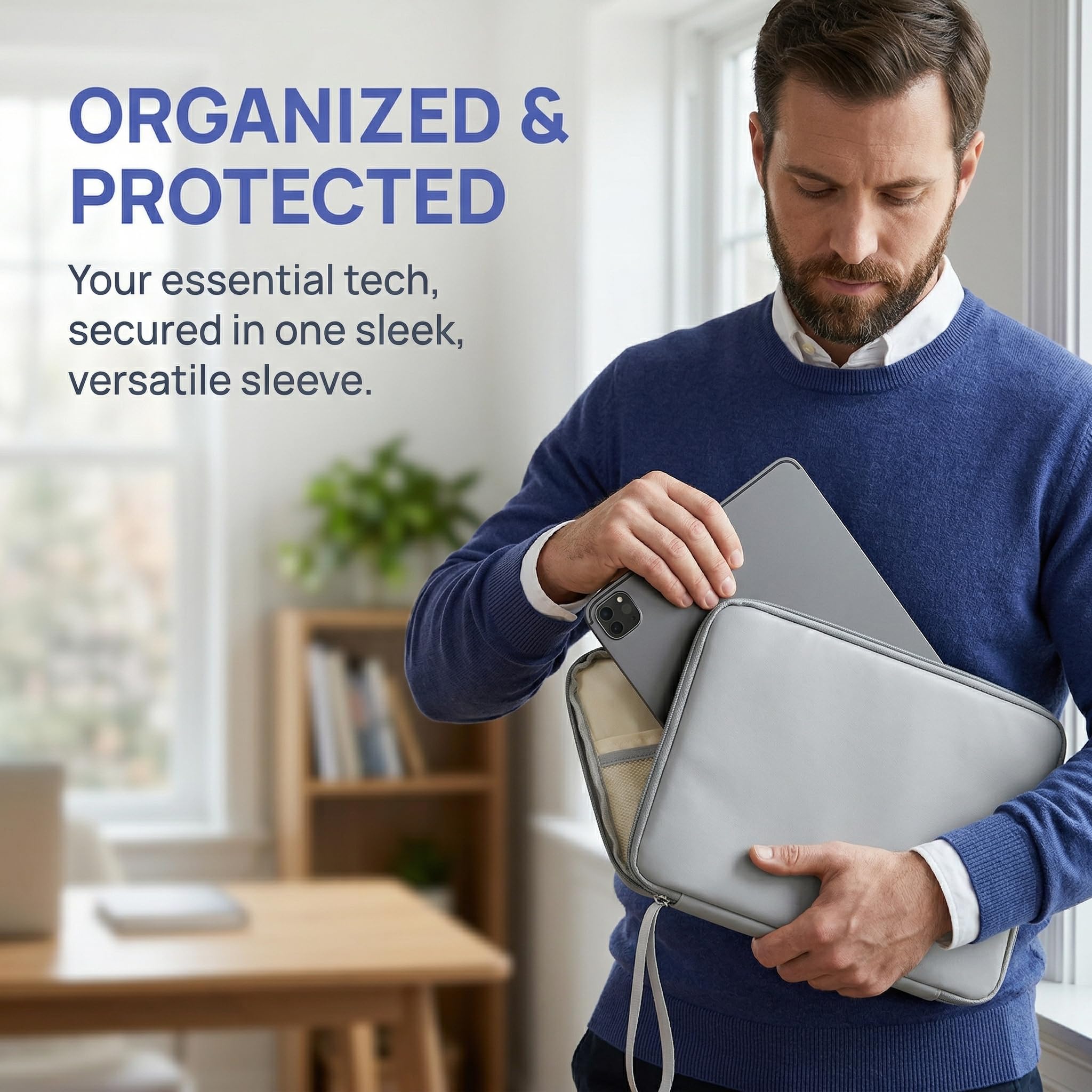 Custodia Protettiva per Tablet 12-13 Pollici con Maniglia, Borsa Universale Impermeabile con Tasche Multiuso, Tablet Sleeve Carrying Case Sleeve Imbottita Antiurto per Viaggio Lavoro e Regalo