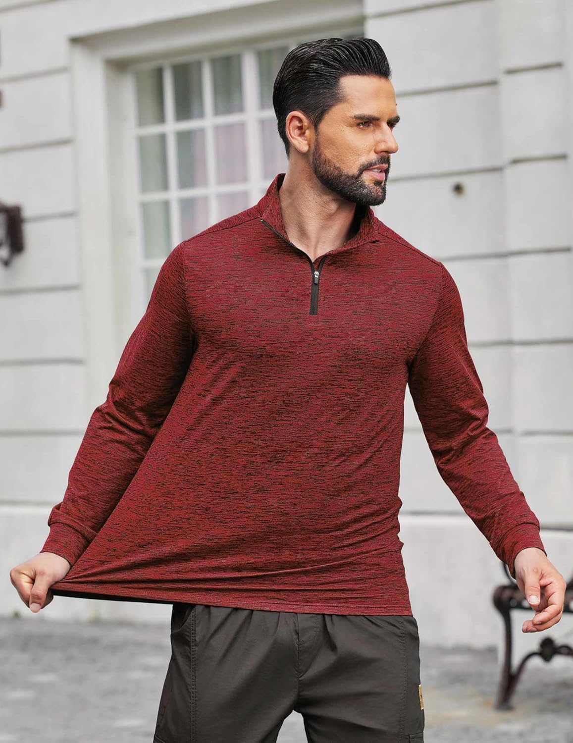 COOFANDY Men's Quarter Zip Shirts Workout Fleece Lined Lightweight Long Sleeve Pullover Sweatshirts - Image 2