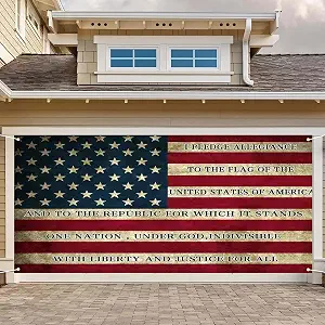 16x7ft American Flag Garage Door Cover Banner Decorations for 4th of July and Independence Day