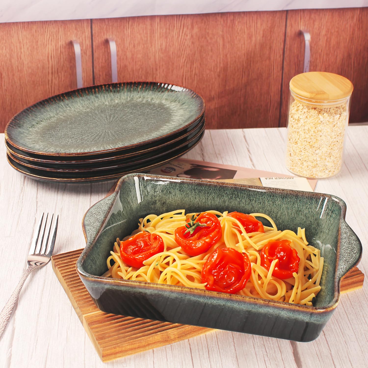 LIUYWYHCF Ceramic Baking Dish - 1.4 Qt Rectangular Casserole, Oven & Dishwasher Safe - View #5