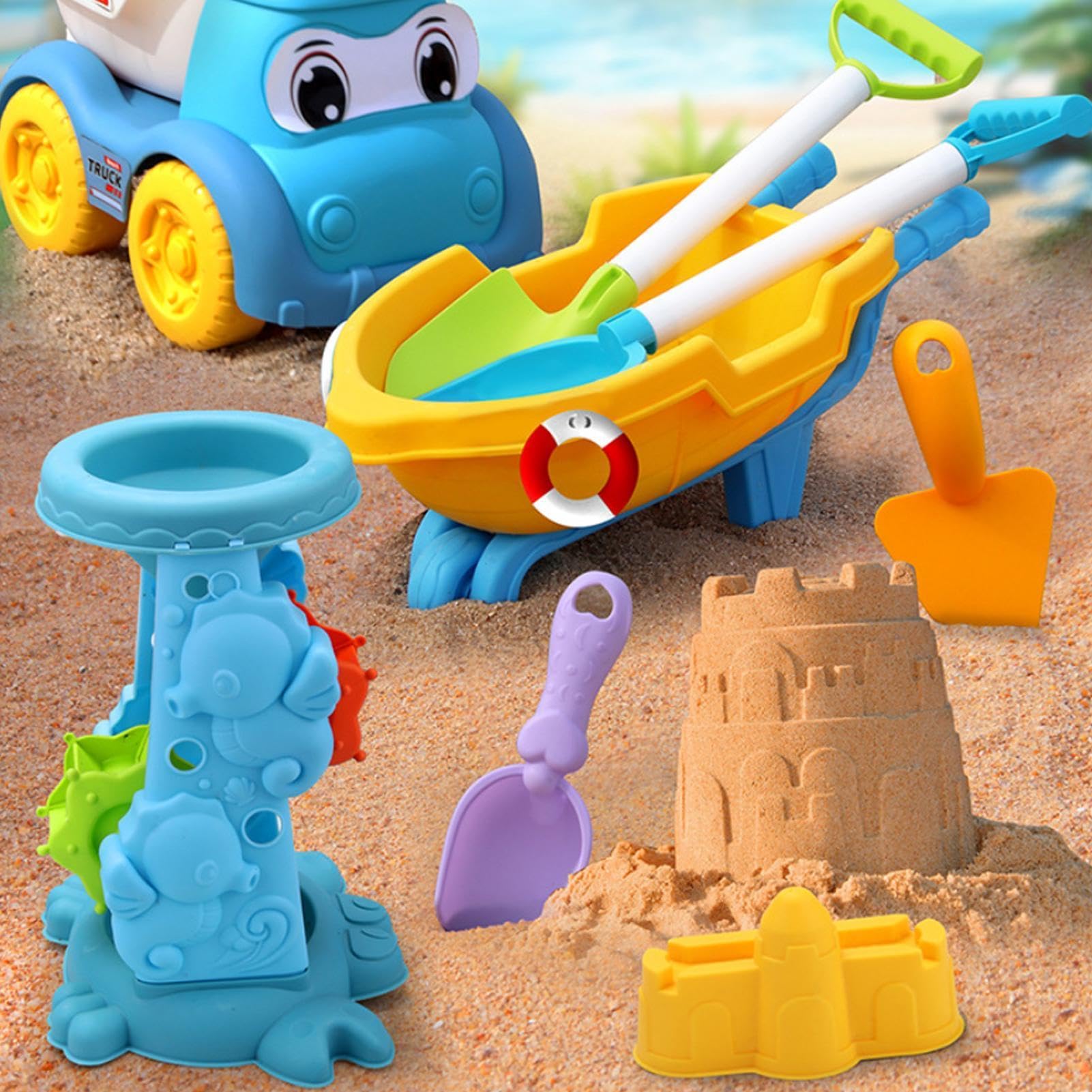 Juguetes de Playa para Niños 30 Piezas, Set de Arenas Completo con Rueda Hidráulica, Camión Volquete, Cubo, Moldes de Castillo y Pala, Juego de Arenero Exterior, Regalo Ideal Verano para Niños y Niñas