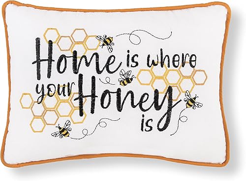 CF Home Home is Where Your Honey is Embroidered 9 x 12 pulgadas fundas decorativas de primavera para sofá y cama 9 x 12 pulgadas color blanco