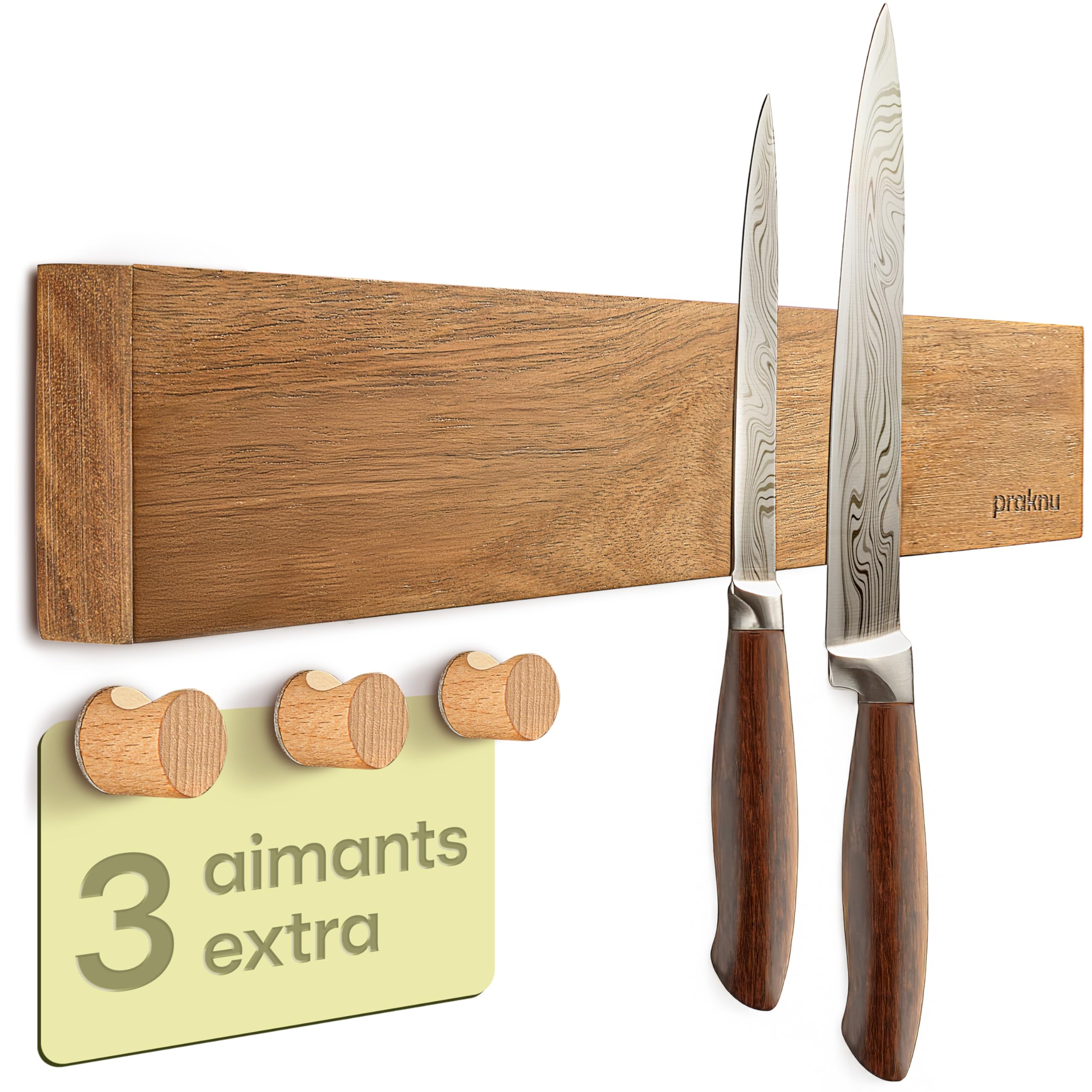 Porte-couteaux Magnétique Mural 40,6 Cm Acier Inoxydable - Avec 6 Crochets, Support Pour Couteaux, Ustensiles, Outils