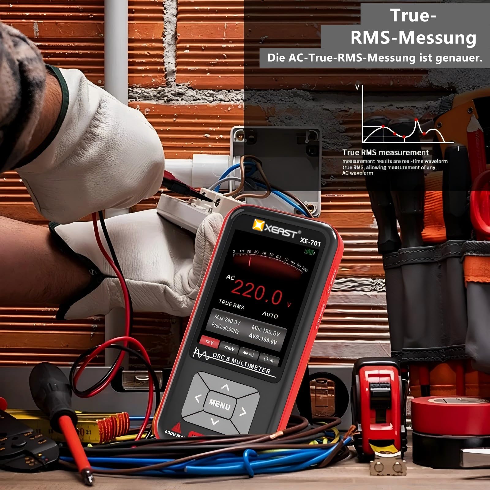 2-in-1 Oszilloskop Multimeter, 9999 Zählungen Digital Multimeter, 5MHz Bandbreite 48MSa/s High Sampling Oszilloskop, 3,2-Zoll IPS Full-Color Display, Elektronik DIY & Reparatur