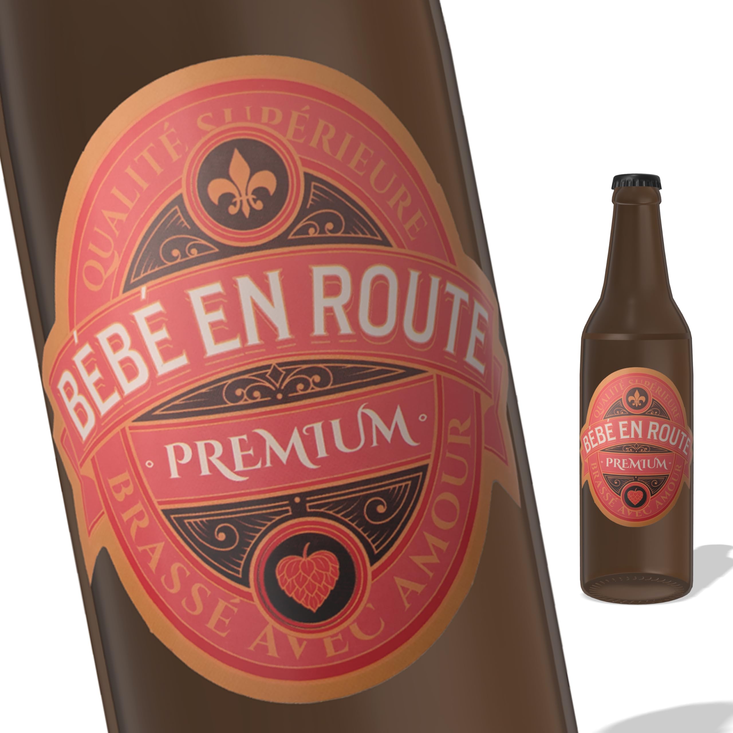 FunFest - Lot x6 Étiquettes Bière Annonce Grossesse - Bébé en Route - (Texte Français) - 1