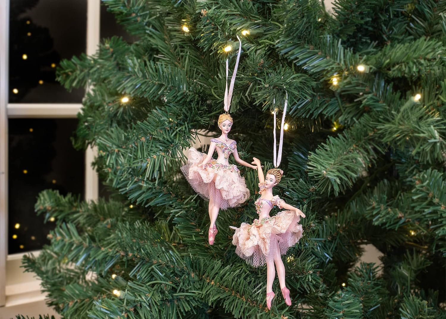 Blush Pink Ballerina Ornaments, 2 Assorted