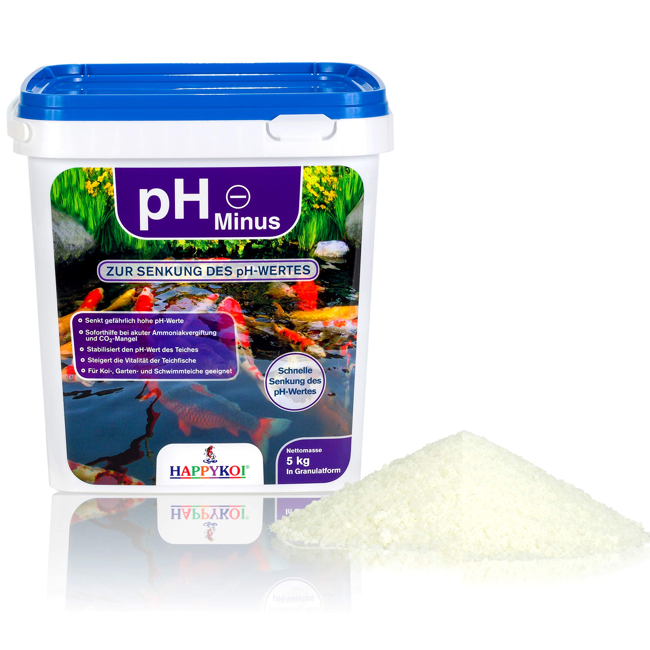 pH Minus 5 kg | Zur schnellen Senkung des pH-Wertes im Teich & Pool - pH Senker in Granulatform - Teichpflege & Wasserpflegemittel Koi Fischteich Gartenteich Schwimmteich