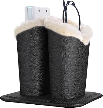 Siveit Plush Lined Eyeglass Holder, PU Leather Eyeglass Case, Anti-Scratch Glasses Storage Organizer for Desk Office Nightstand, 2slot Black,Black
