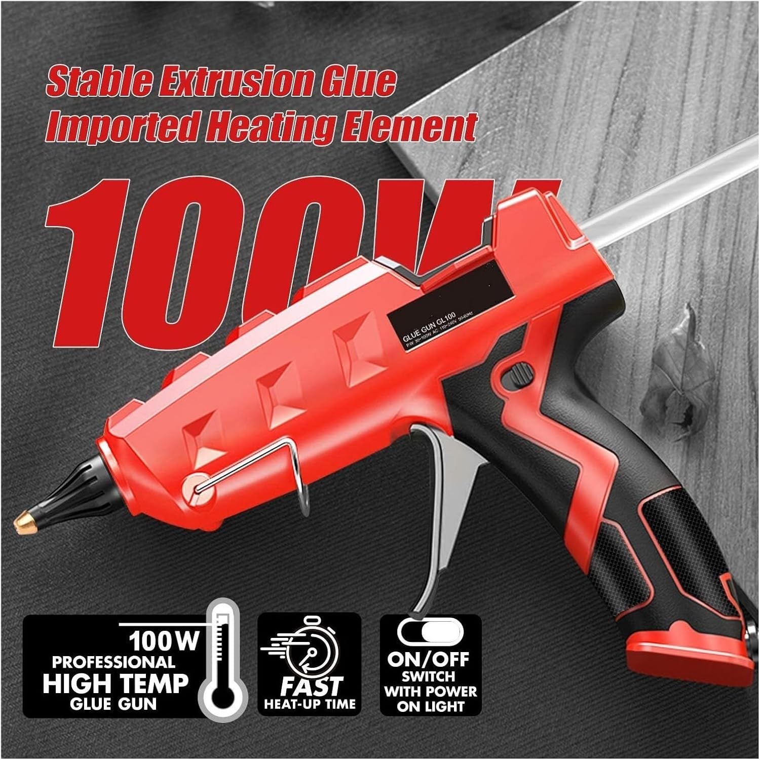 Hot Glue Gun Hot Melt Glue Gun 100W Heavy Duty Full Size Glue Gun Kit with 20pcs Glue Sticks for DIY Arts and Crafts Projects Sealing for DIY Arts, Crafts and Quick Repairs