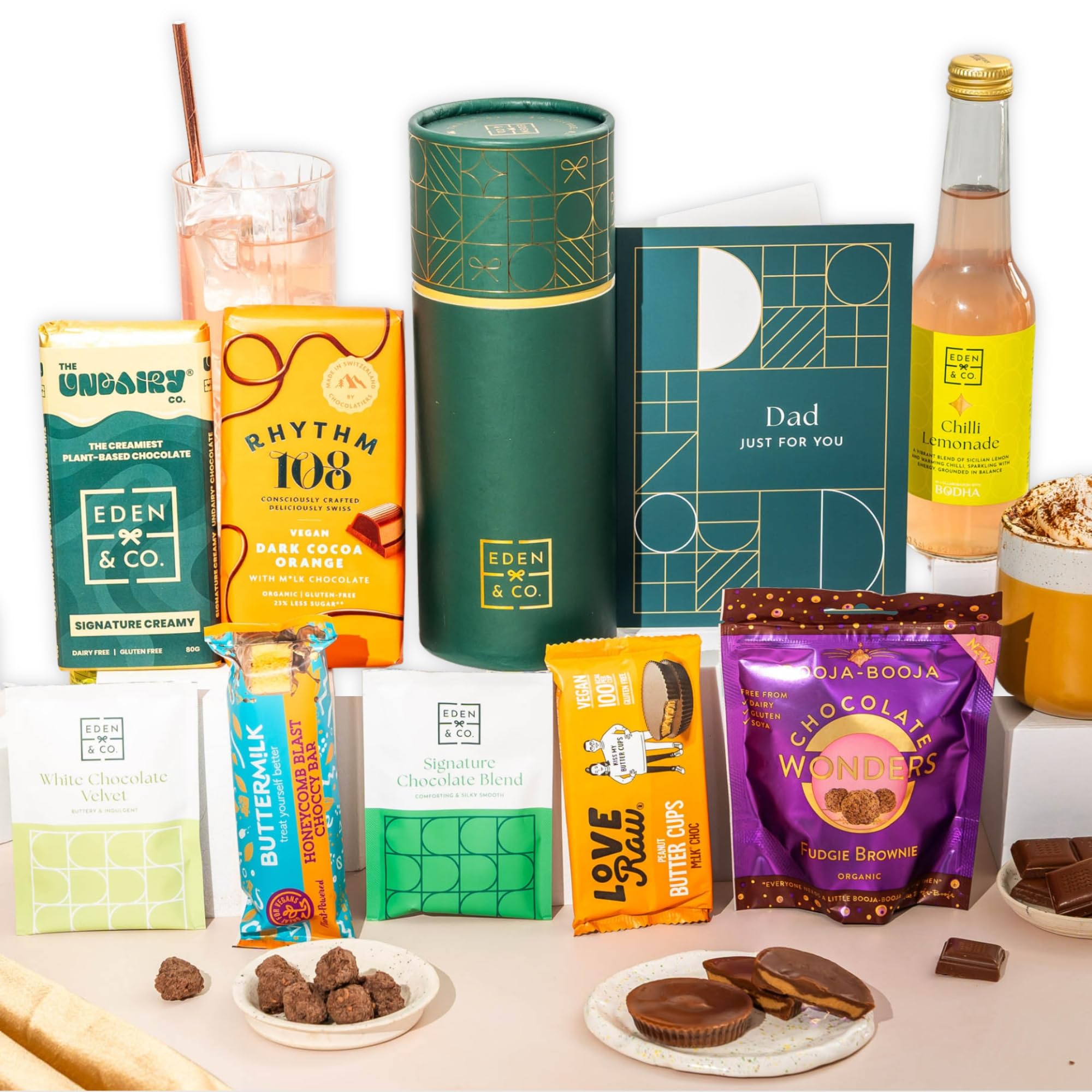 Gluten Free Hamper Gift Box with Truffles & Hot Chocolate Set, Fathers Day Gift Hamper For Dad by EDEN & CO