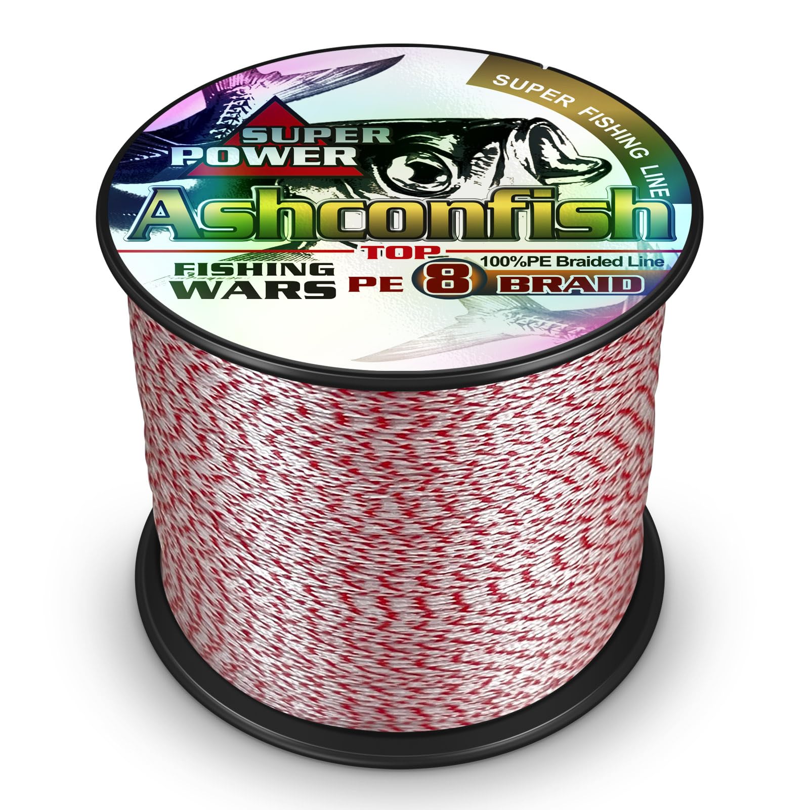 Ashconfish Braided Fishing Line- 8 Strands Rear Color Fastness Braided Lines non Fading -Abrasion Resistant - Zero Stretch-Smaller Diameter, 300M/328Yards 100LB Red and White โ image 1