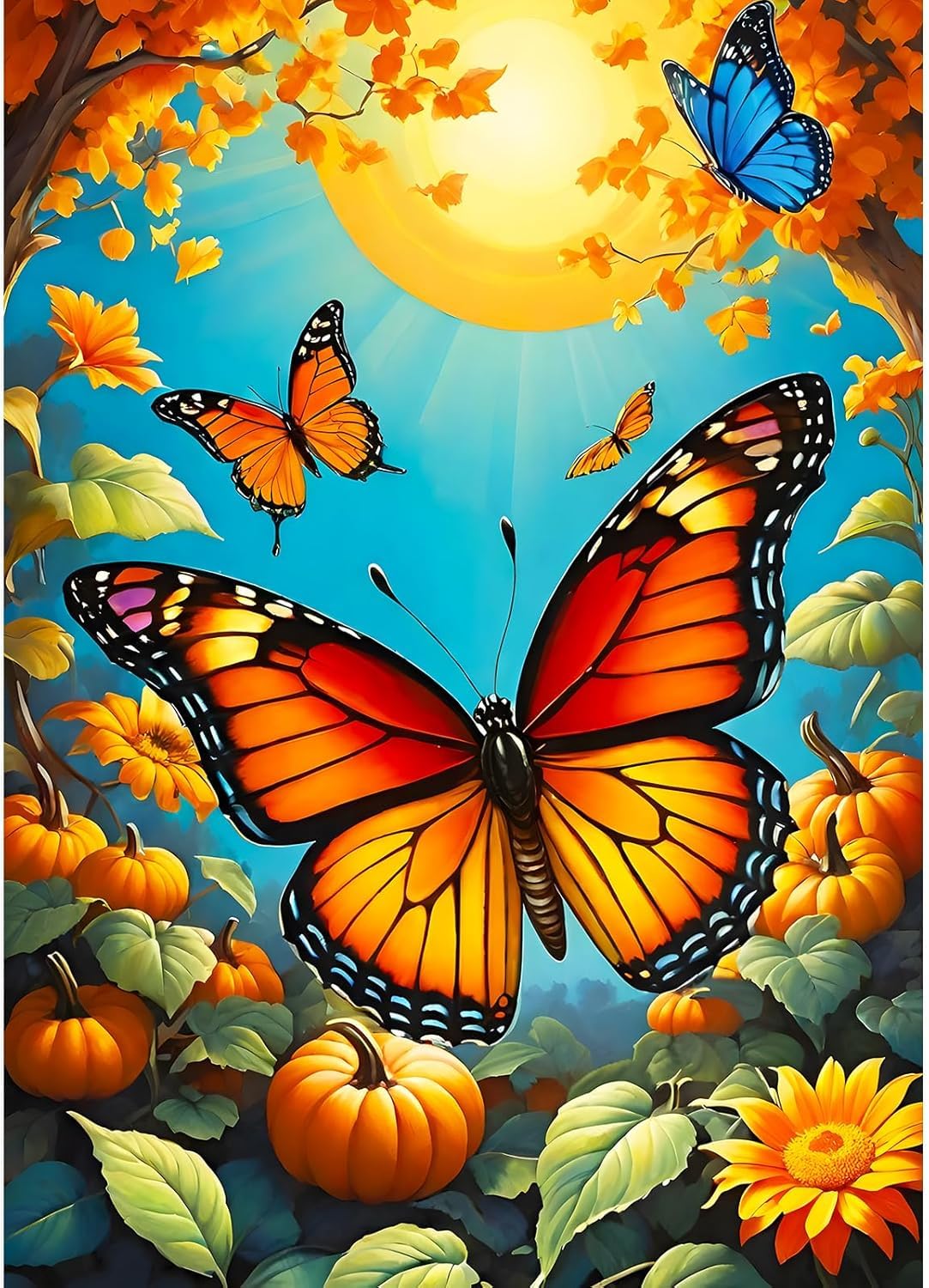 NAHUIGOOD Cross Stitch Kits for Adults, Stamped Cross Stitch Kits for Beginners, Needlepoint Cross-Stitch Patterns Embroidery Kits Arts and Crafts for Home Decor Butterfly11Ct50X70Cm