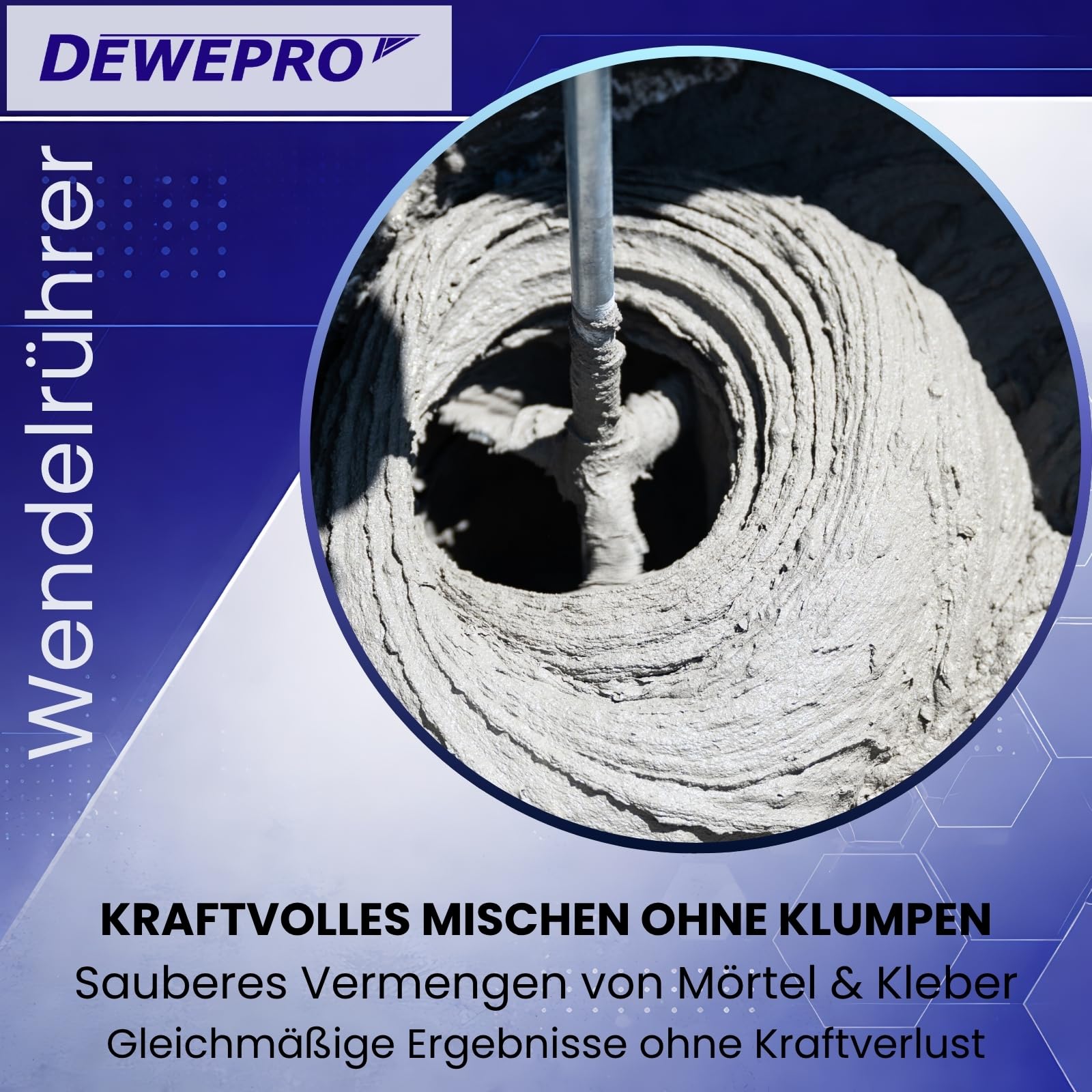 DEWEPRO® Set di 2 Miscelatori a Spirale in Acciaio Galvanizzato Ø110x500 mm – Fruste Miscelatrici Professionali per Malta, Collanti, Resine Epossidiche e Materiali Pastosi