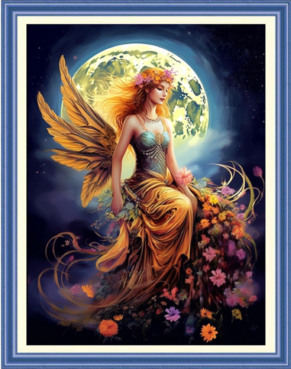 Dimxvean Stamped Cross Stitch Kits,Cross Stitch Kits for Adults Beginners,Embroidery Kits Full Range of Cross Stitch Stamped Kits Needlepoint Kits Cross Stitch Patterns-Moon Fairy 16x20 inch