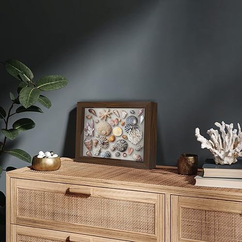 Miniatura 6 de Americanflat Marco de caja de sombra A4 en nogal con parte trasera de lino suave, caja de sombra grande con madera de ingeniería y vidrio resistente