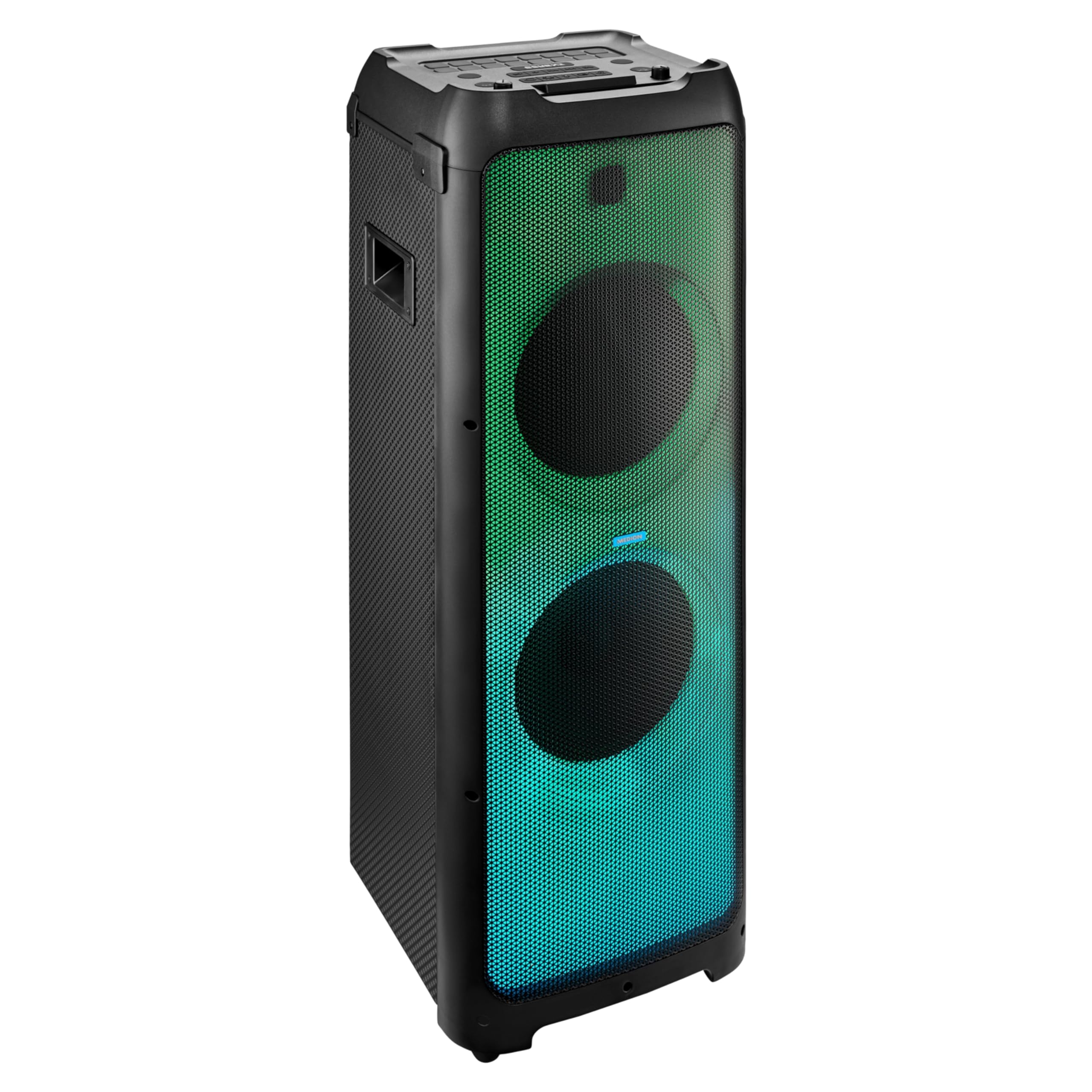 MEDION X61350 Party-Soundsystem Bluetooth 2x85W 350W RMS Subwoofer Karaoke Partybox LED Lichtshow