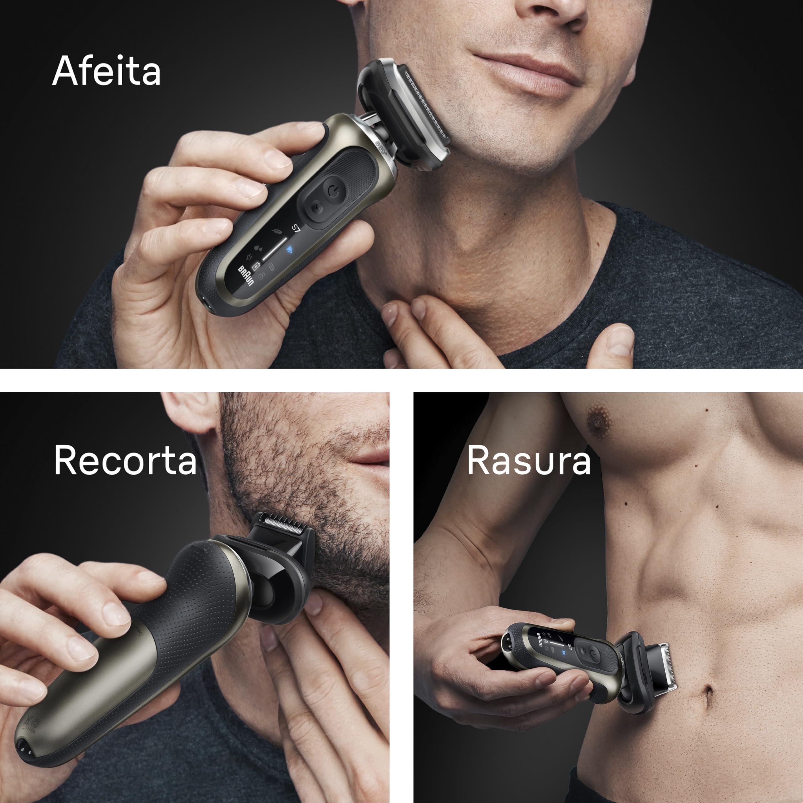Braun Series 7 Afeitadora Eléctrica Hombre, 72-C7650CC, Oro - Máquina de Afeitar Resistente al Agua, 3 Modos de Afeitado, 60 Min de Uso, Centro de Limpieza, 2 Accesorios de Rasurado Y Estuche de Viaje