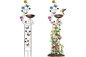 Enchanting 57" Metal Bird Bath with Trellis: A Garden Haven for Birds and Blooms