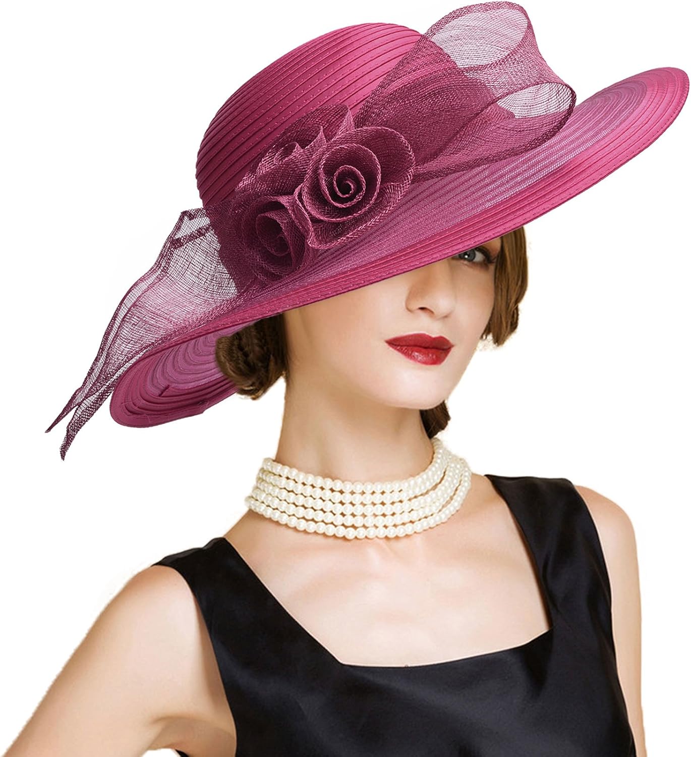 Lawliet Womens Sinamay Wide Brim Wedding Occasion Sun Hat Dressy Millinery Hatinator A435