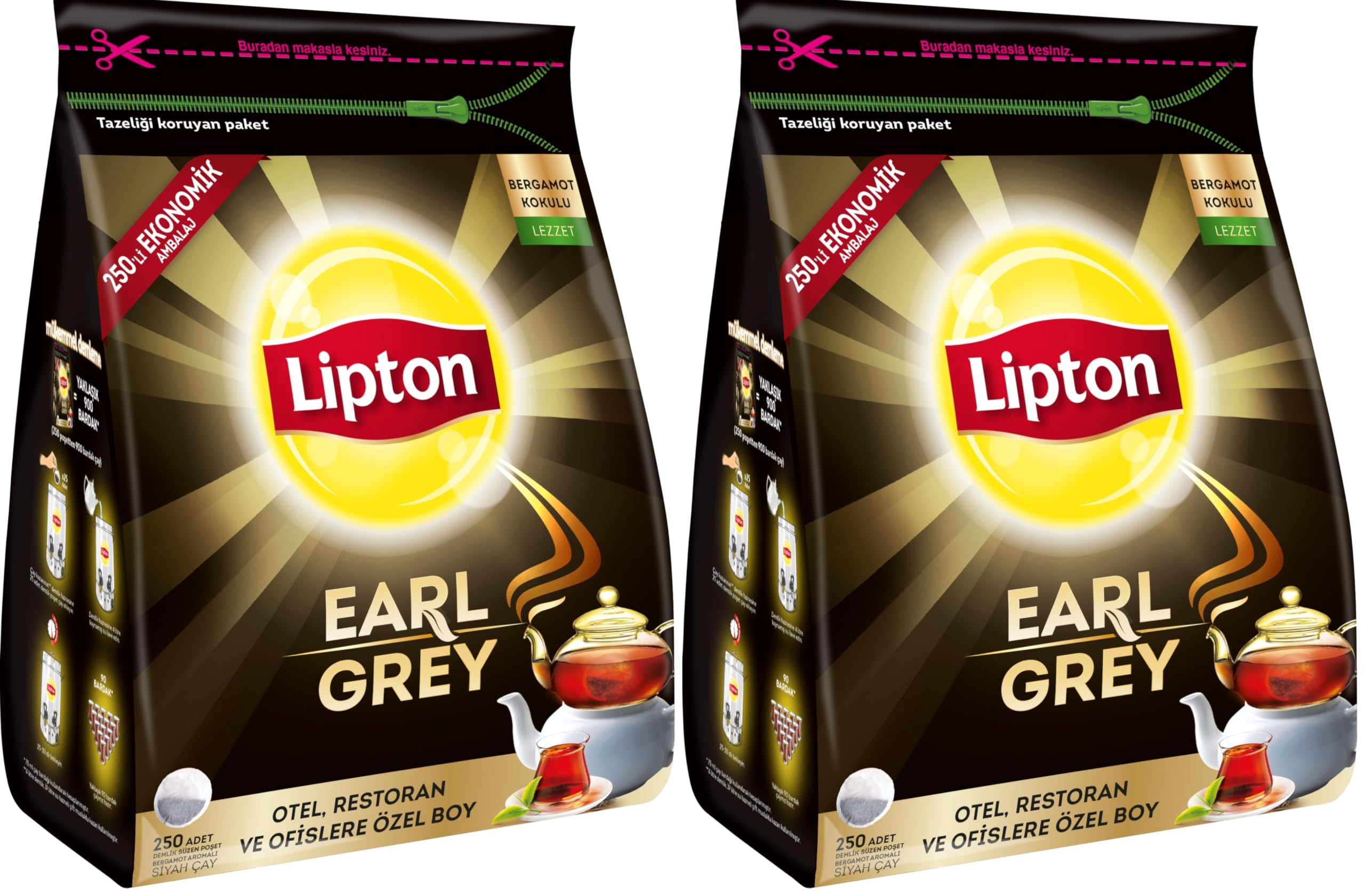 Lipton Earl Grey 250'li Demlik Poşet Çay (2 paketi)