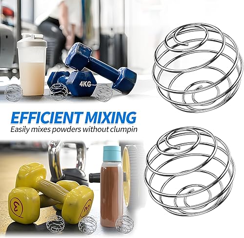 Miniatura 6 de 6 bolas agitadoras, bolas batidoras de alambre inoxidable 304 de gran tamaño para mezclar polvos, batidos de proteínas, bebidas, mezclador de vasos